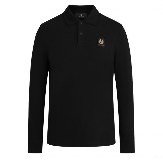 Mens Belstaff Black Branded L/s Polo Shirt