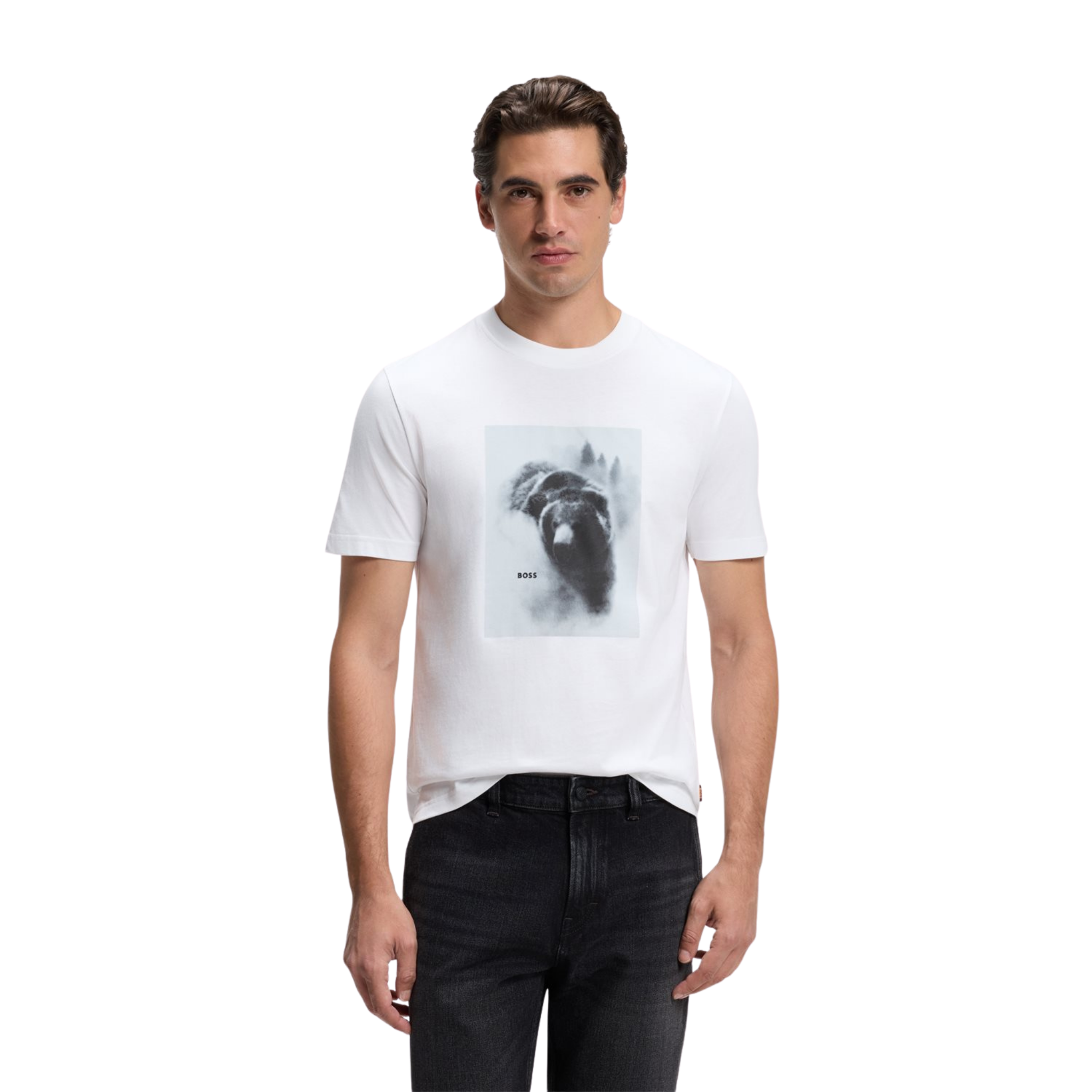 Mens BOSS White Te_Being Bear S/s T Shirt