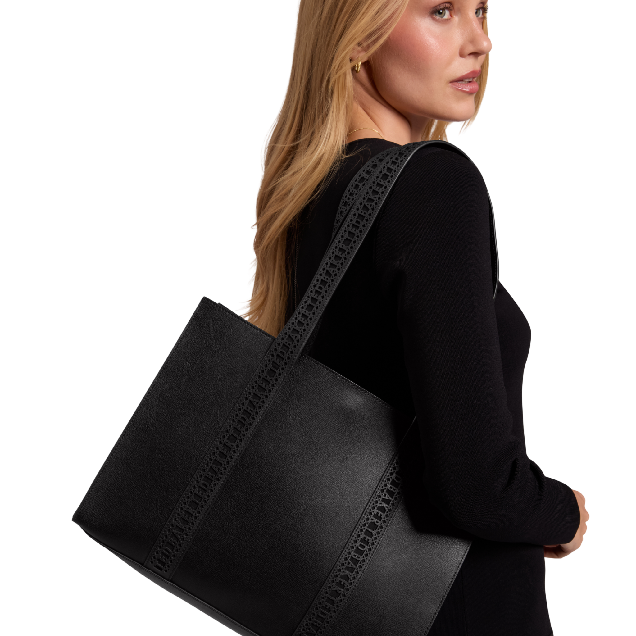 Womens Ted Baker Black Lanora Lace Tape Large Shopper Bag