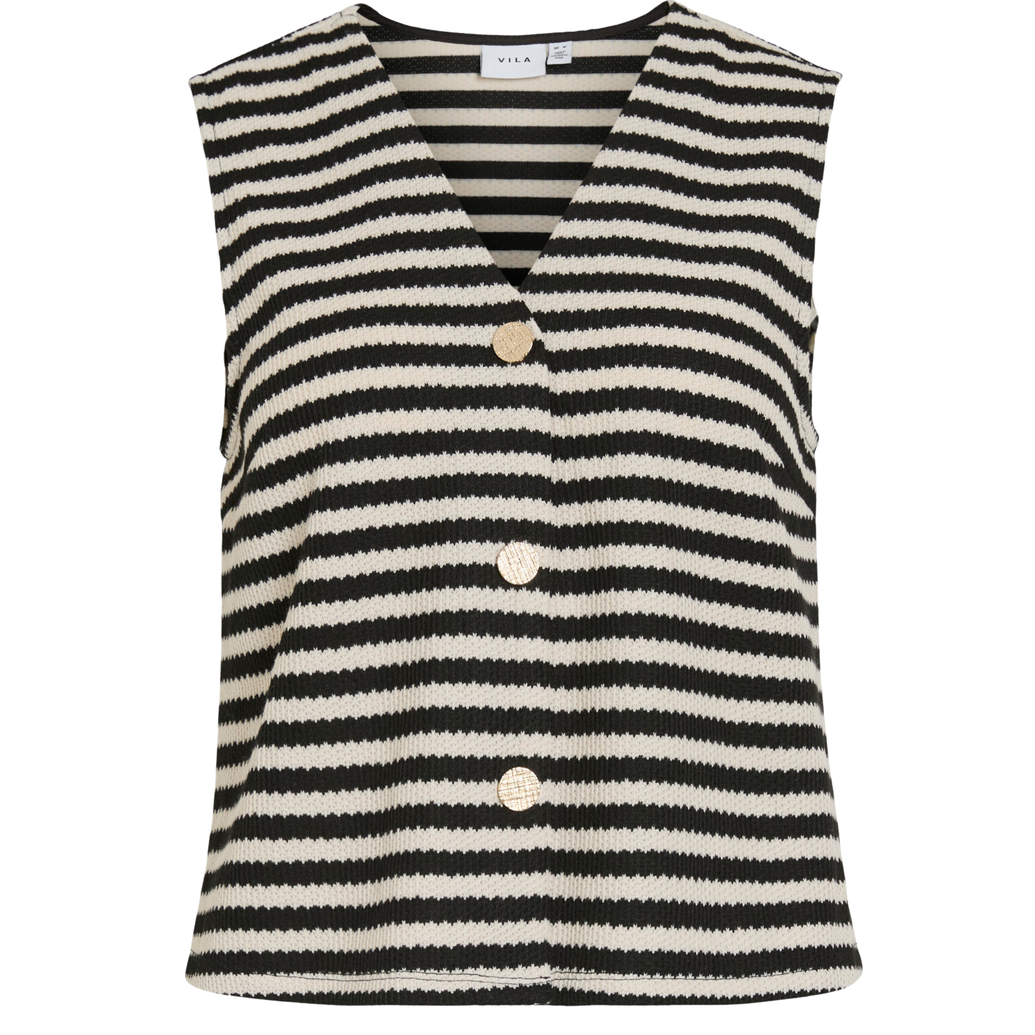 Womens Vila Birch/Black Vihimlas Striped Waistcoat
