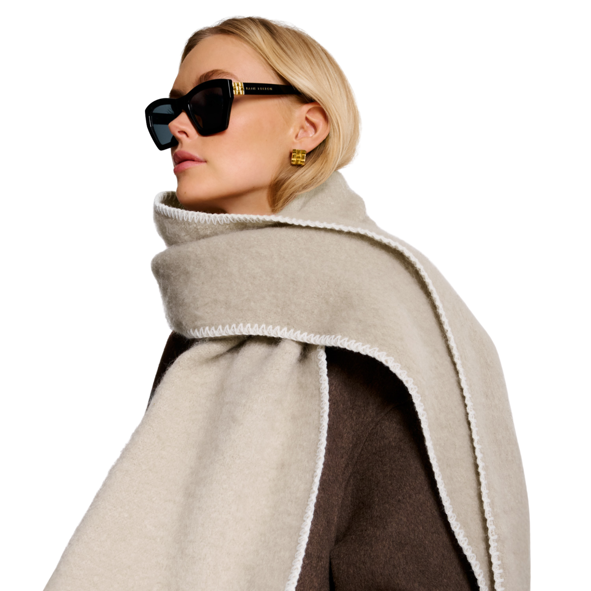 Womens Katie Loxton Taupe Whipstitch Scarf