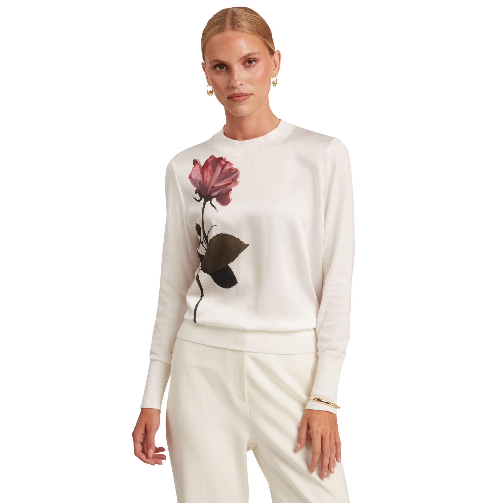 Womens Ted Baker Ivory Zuzaa Printed Woven Front Jumper