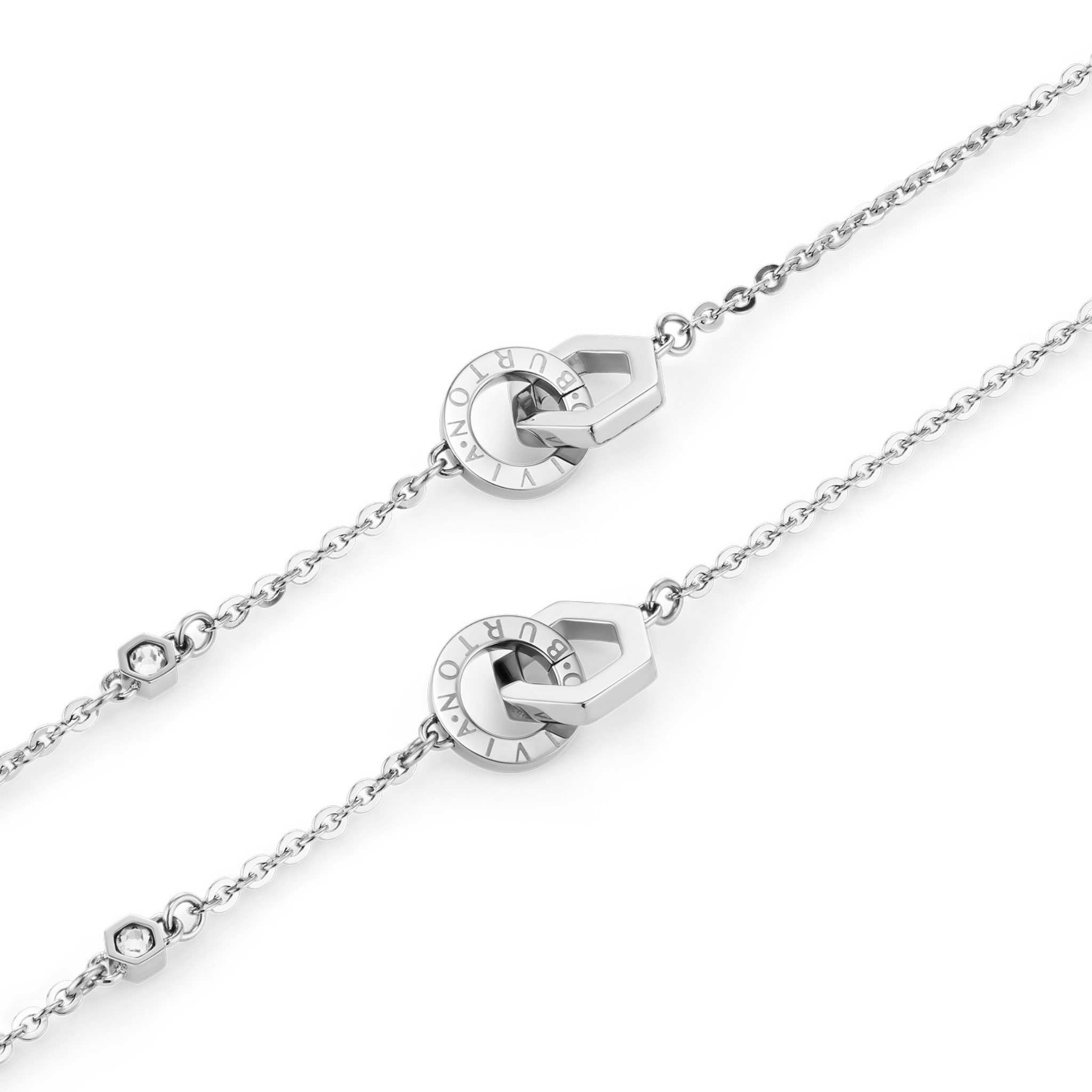 Womens Olivia Burton Silver Interlink Necklace & Bracelet Gift Set