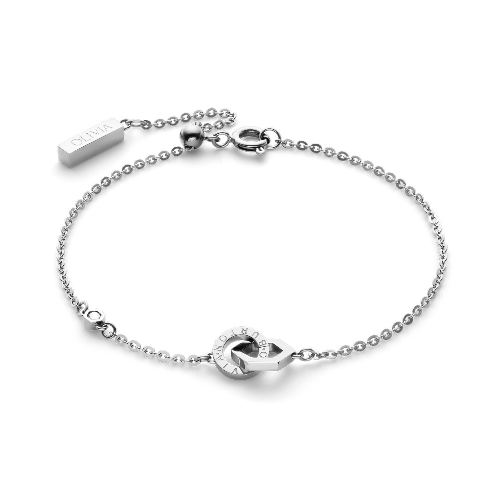 Womens Olivia Burton Silver Interlink Necklace & Bracelet Gift Set