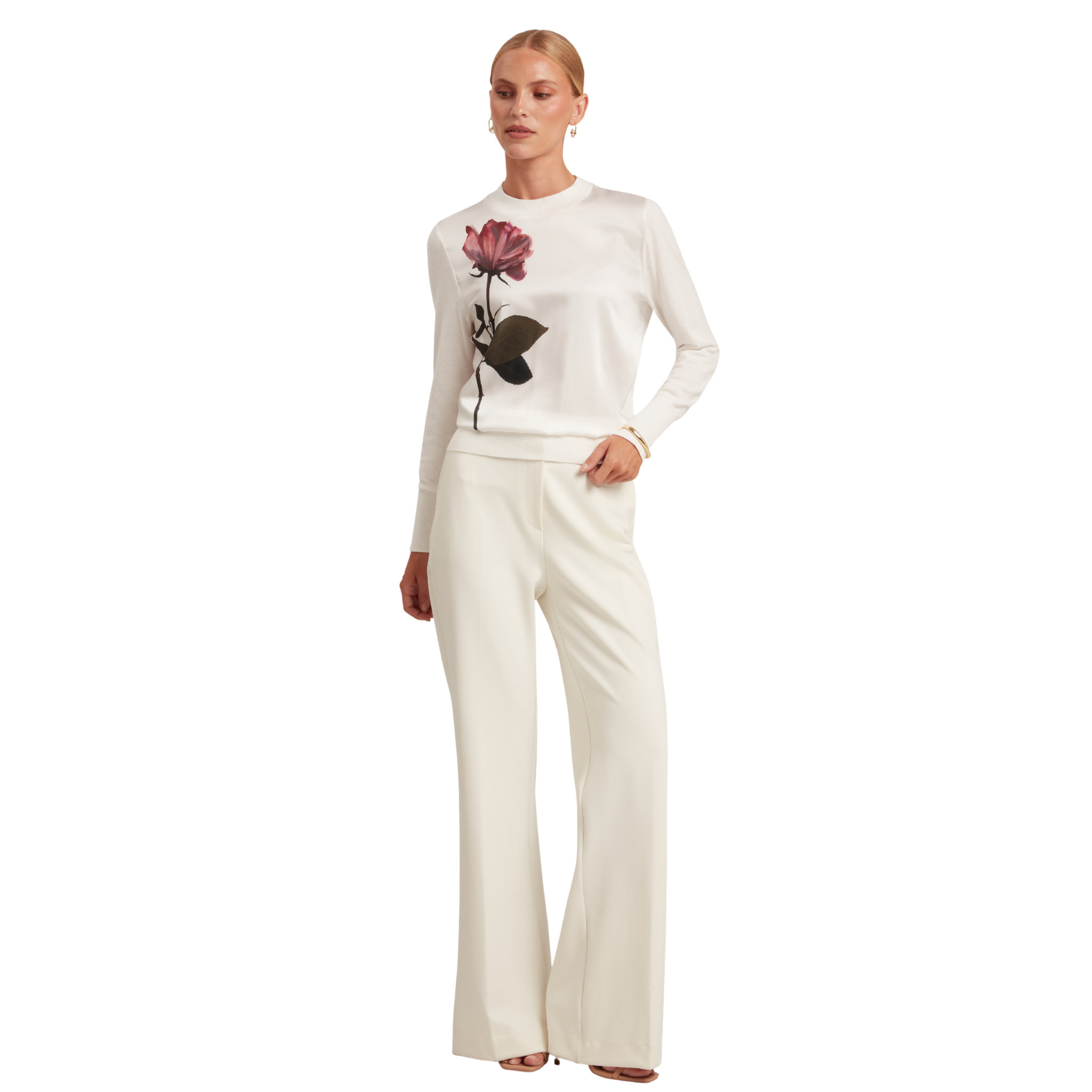 Womens Ted Baker Ivory Zuzaa Printed Woven Front Jumper