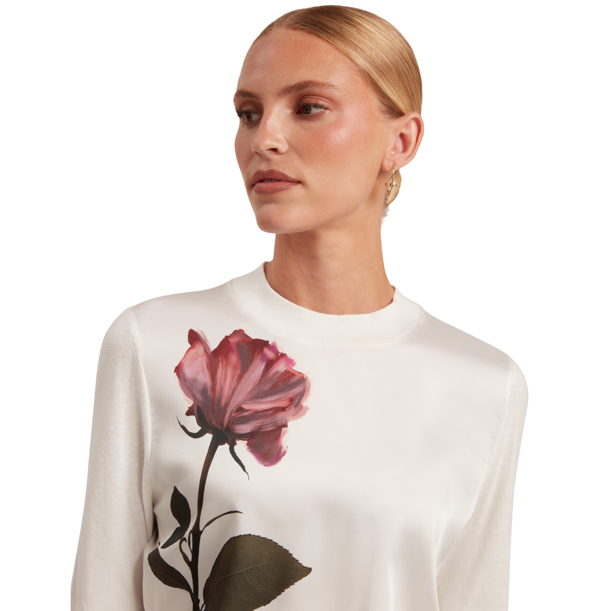 Womens Ted Baker Ivory Zuzaa Printed Woven Front Jumper