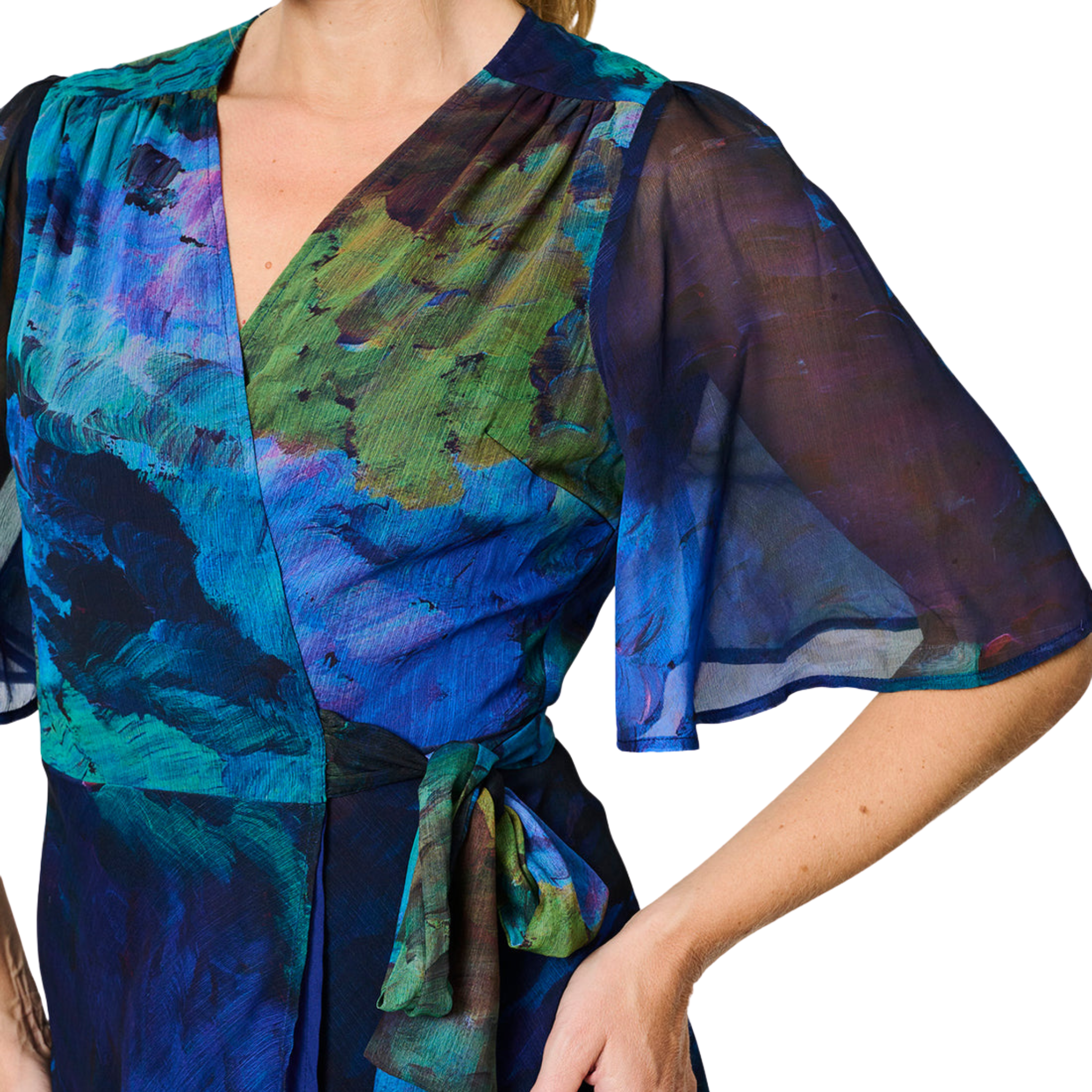 Womens Hope & Ivy Blue The Jacqueline Wrap Dress