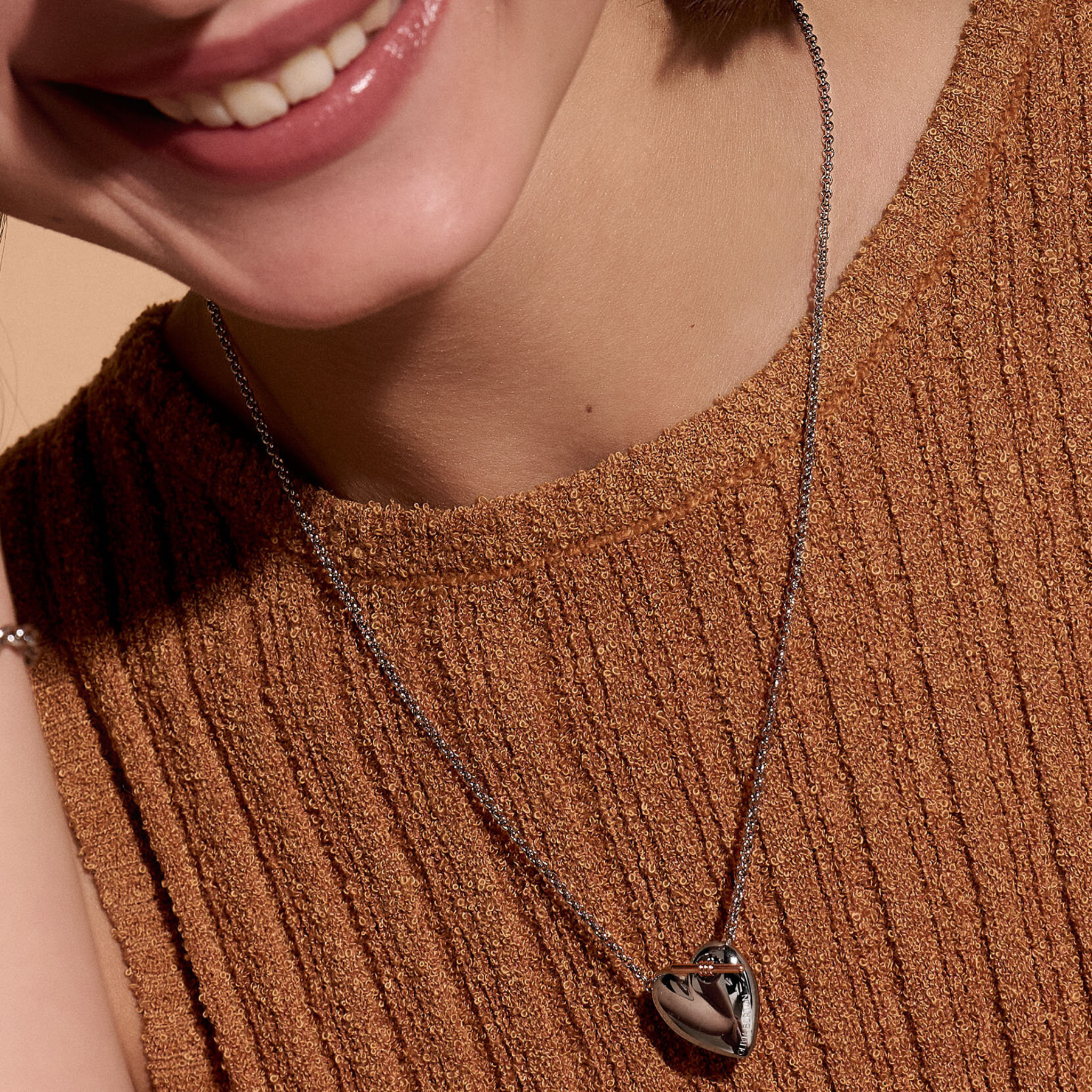 Womens Olivia Burton Silver Knot Heart Necklace