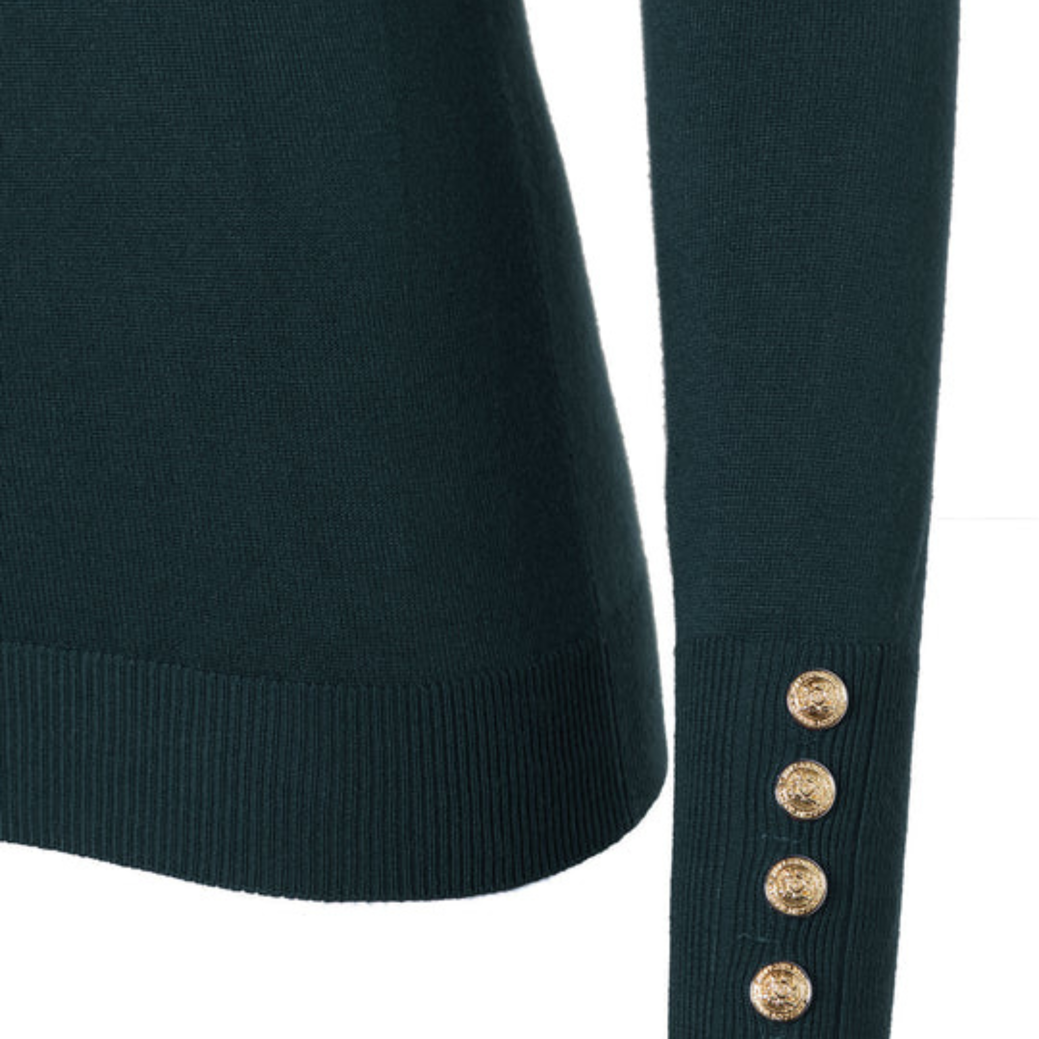 Womens Holland Cooper Deep Emerald Buttoned Crew Neck Knit