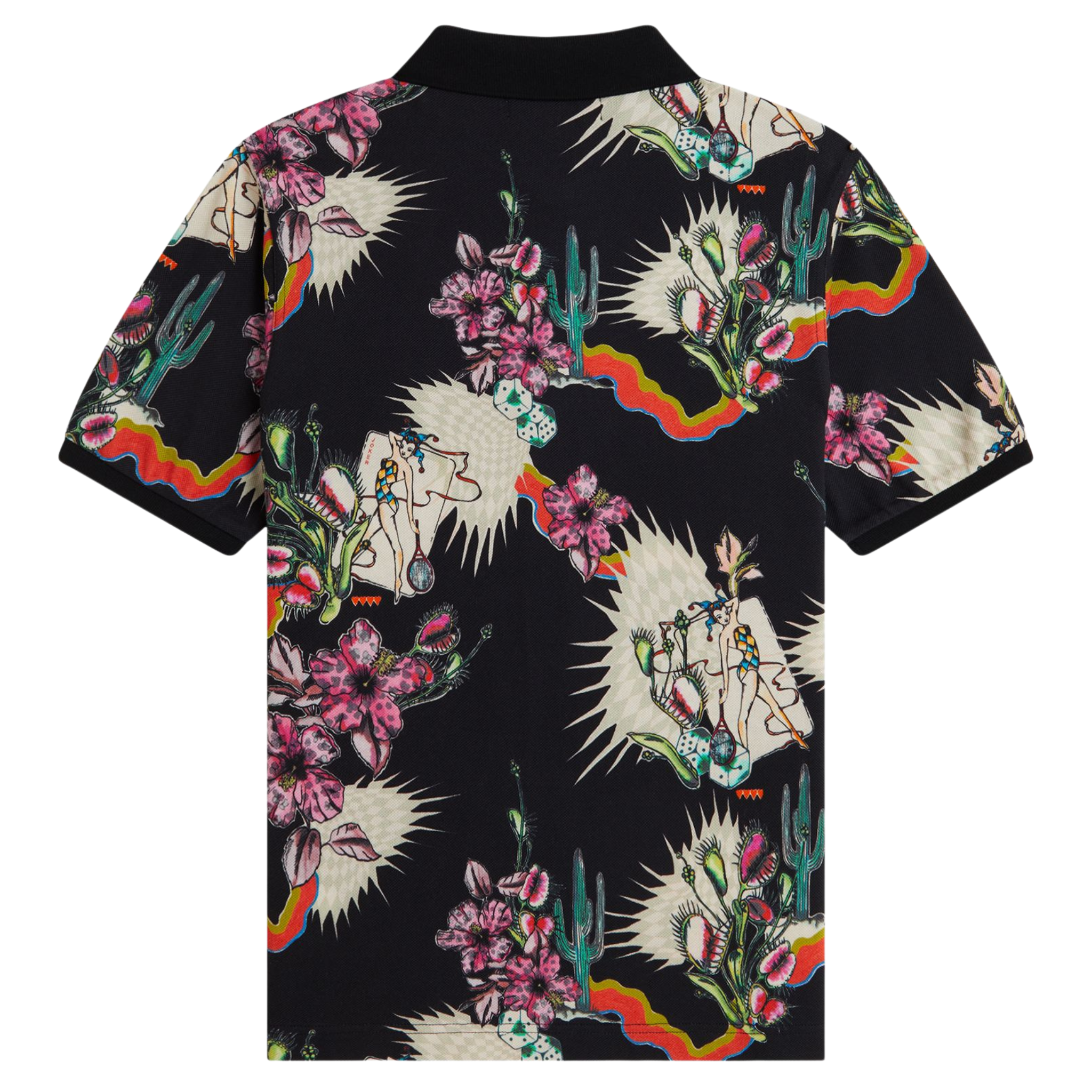 Womens Fred Perry x Amy Winehouse Black Printed S/s Polo Shirt