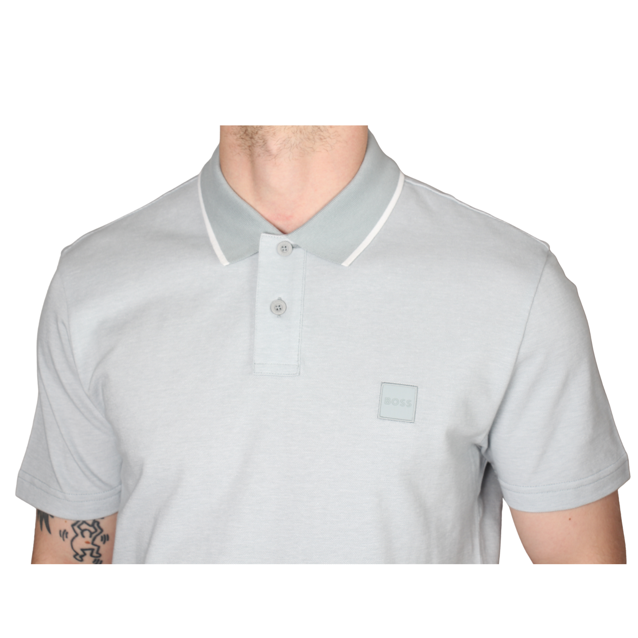 Mens BOSS Grey Passerford Tipped S/s Polo Shirt
