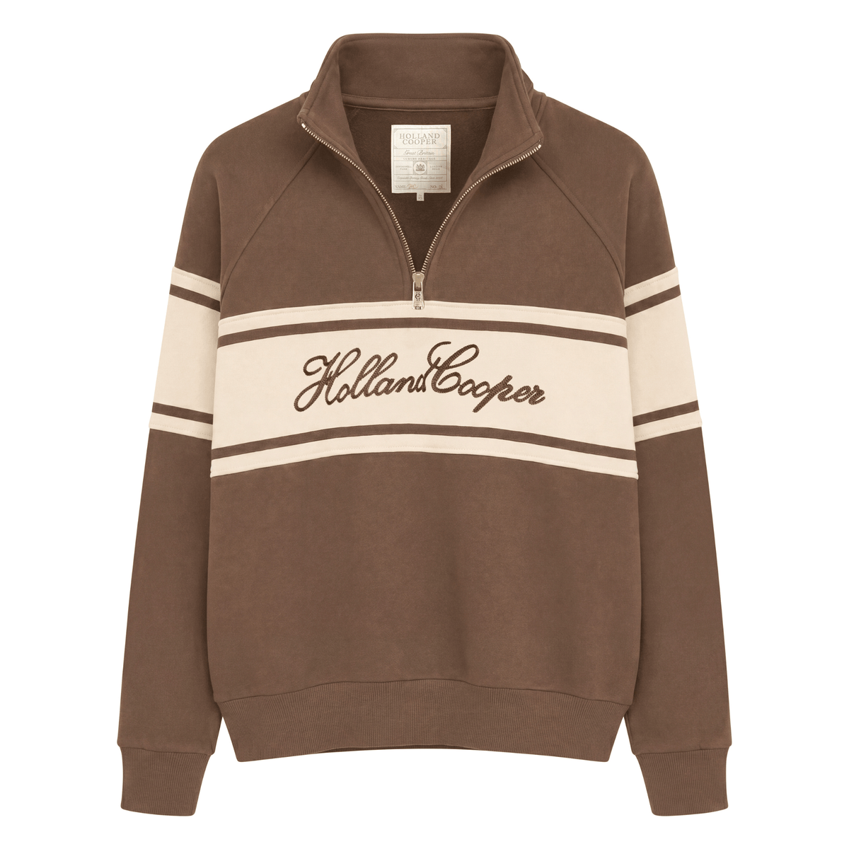 Womens Holland Cooper Chestnut Relaxed Signature Quarter Zip Sweat