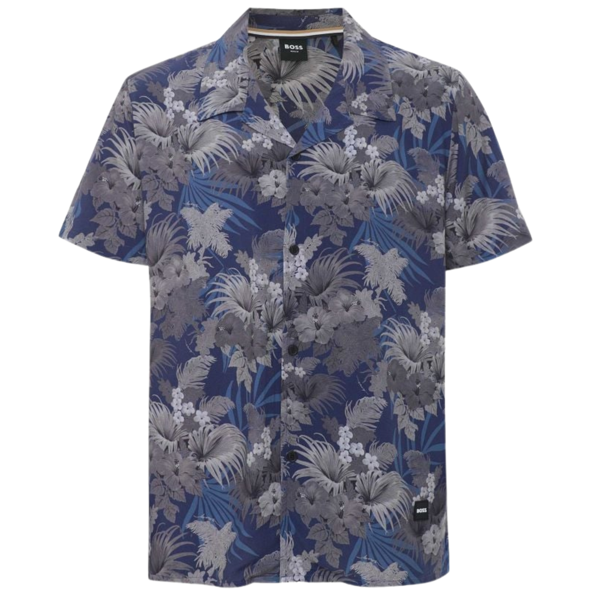 Mens BOSS Medium Brown Printed Beach Shirt