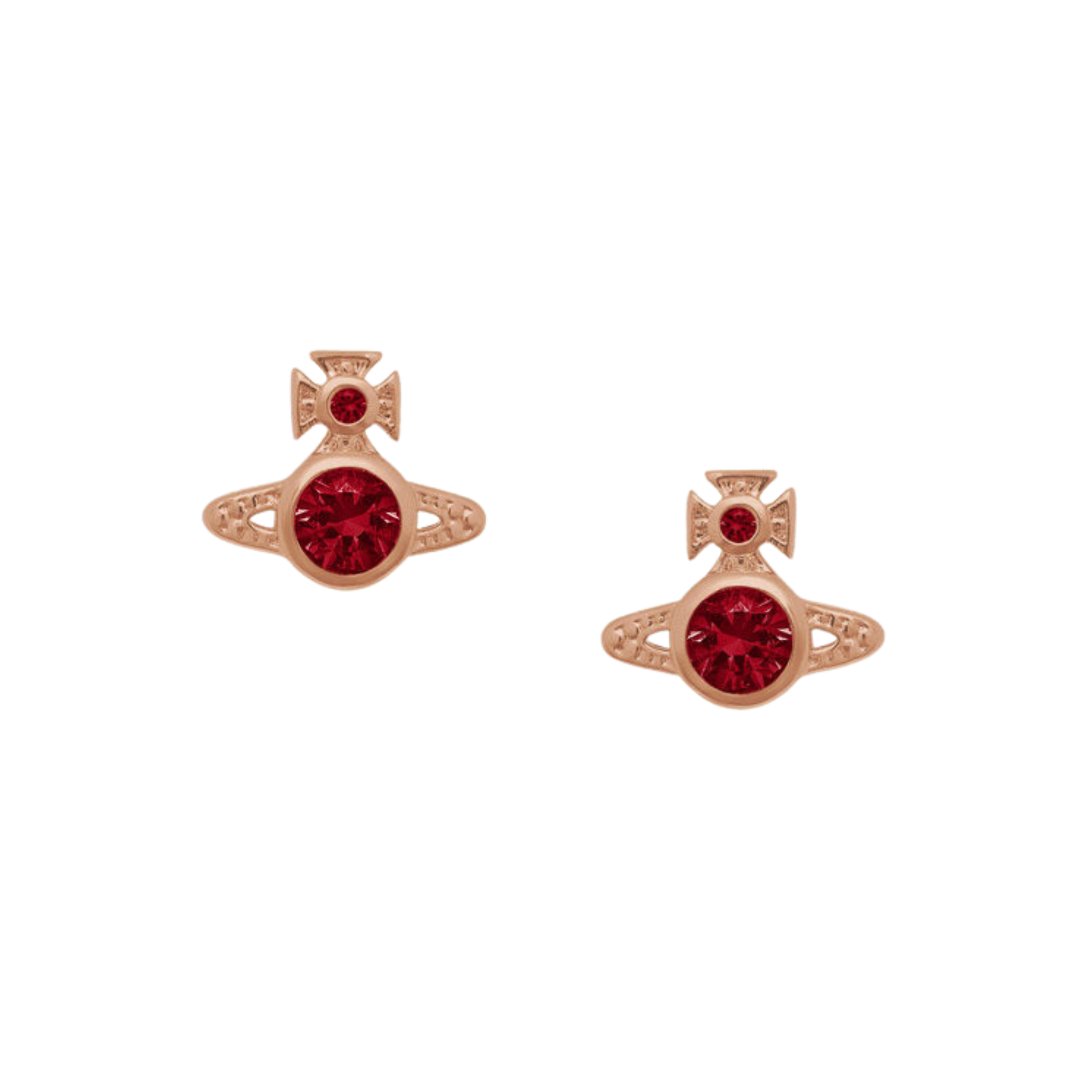 Vivienne Westwood Rose Gold/Red CZ London Orb Earrings