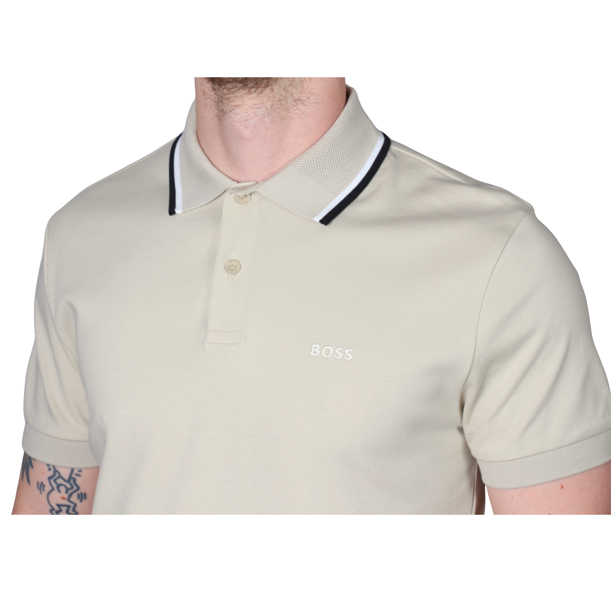 Mens BOSS Light Beige PL_Join Paddy S/s Polo Shirt
