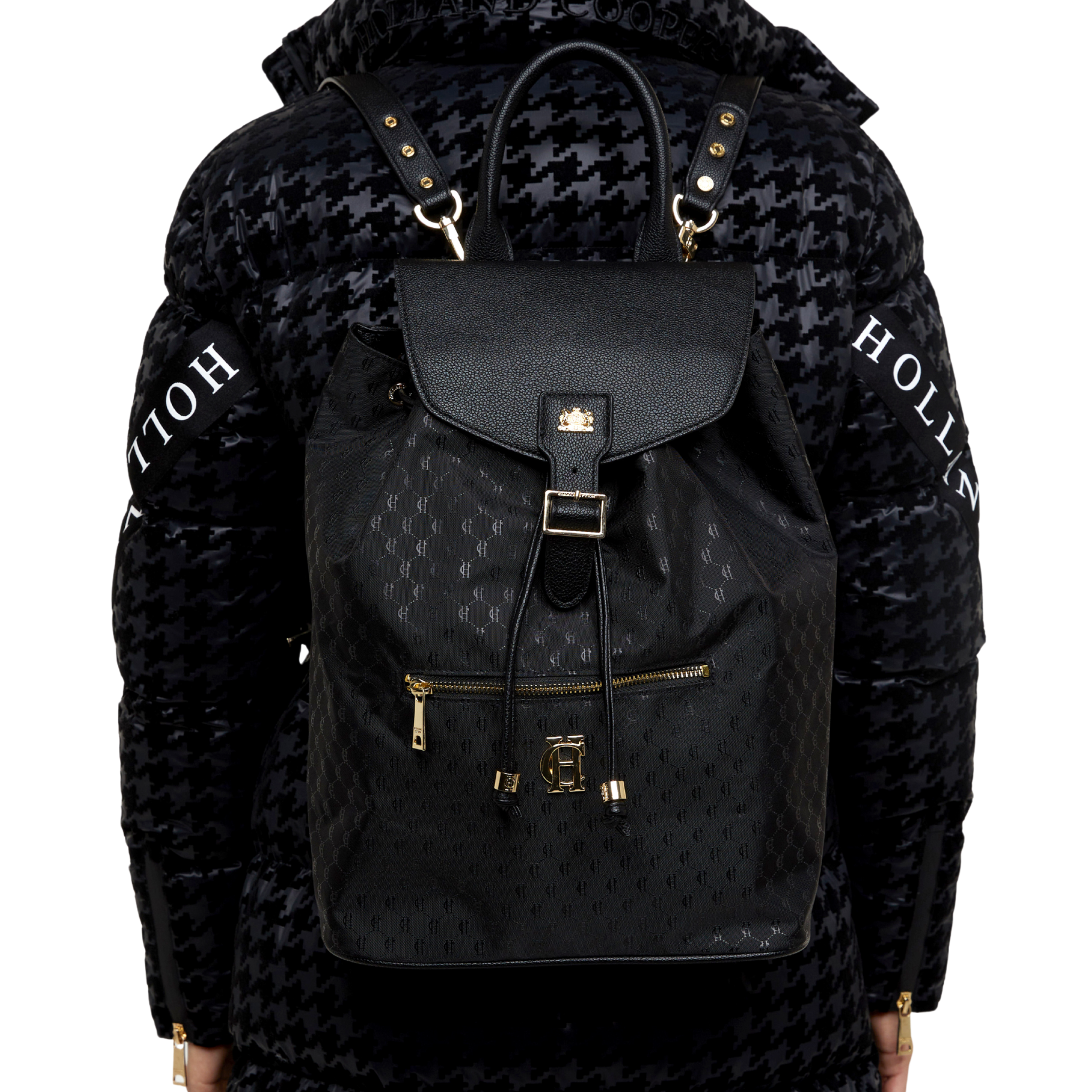 Womens Holland Cooper Black Regency Monogram Backpack