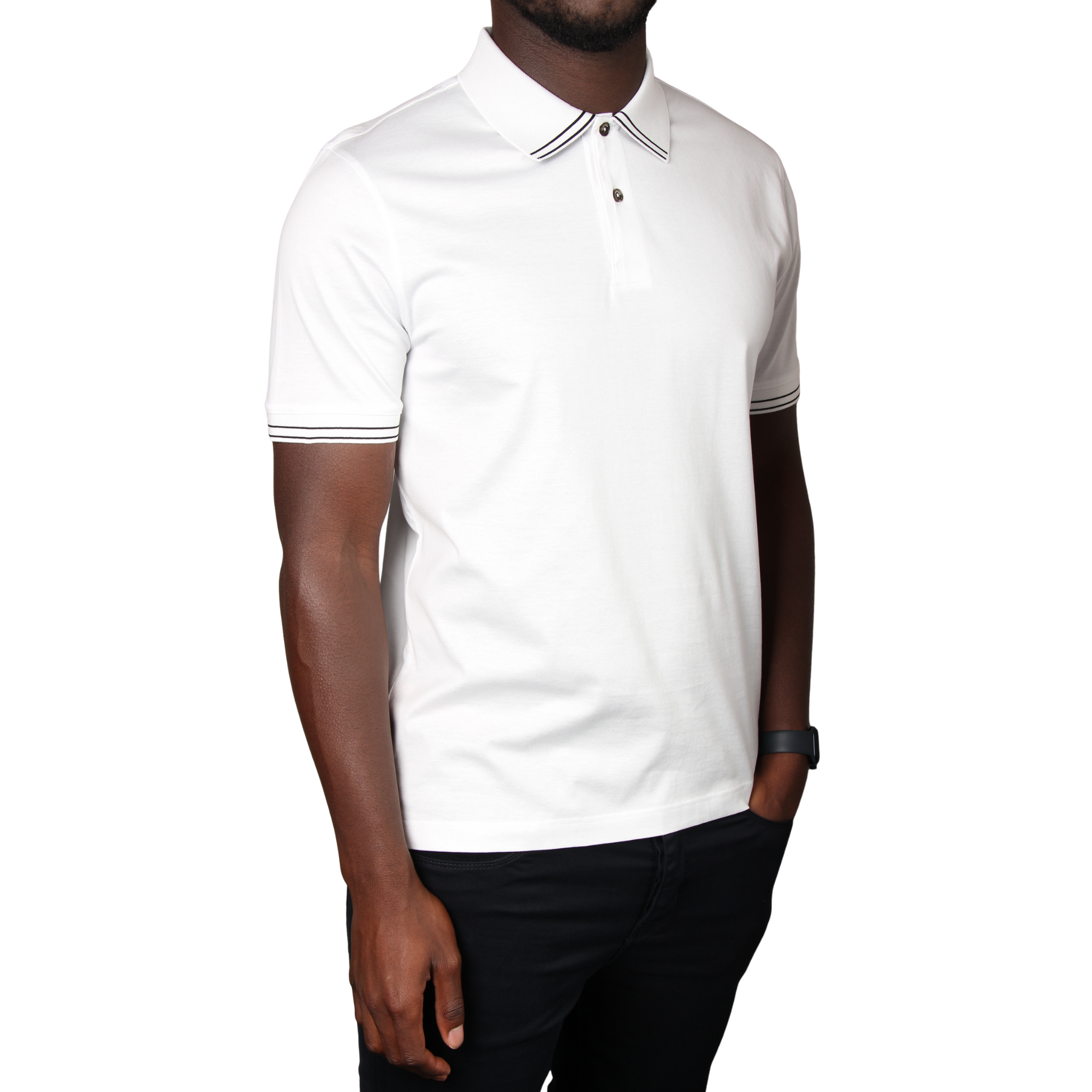 Mens Mercery Optic White Clare Tipped S/s Polo Shirt