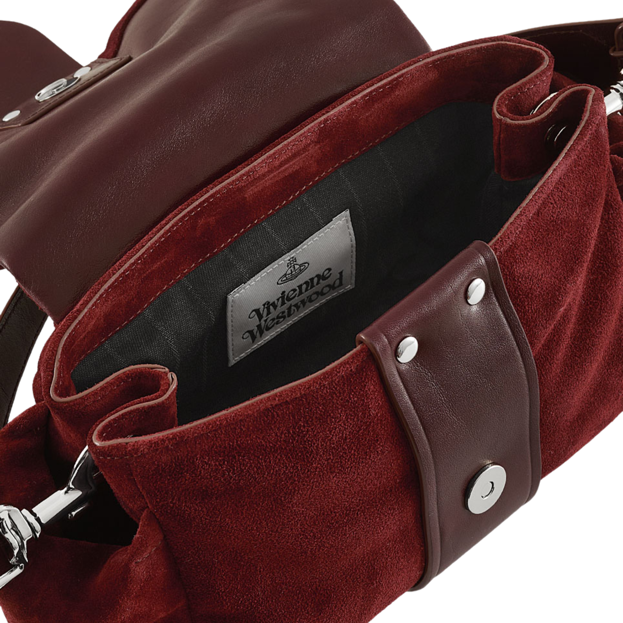 Womens Vivienne Westwood Burgundy Suede Hazel Treasure Shoulder Bag