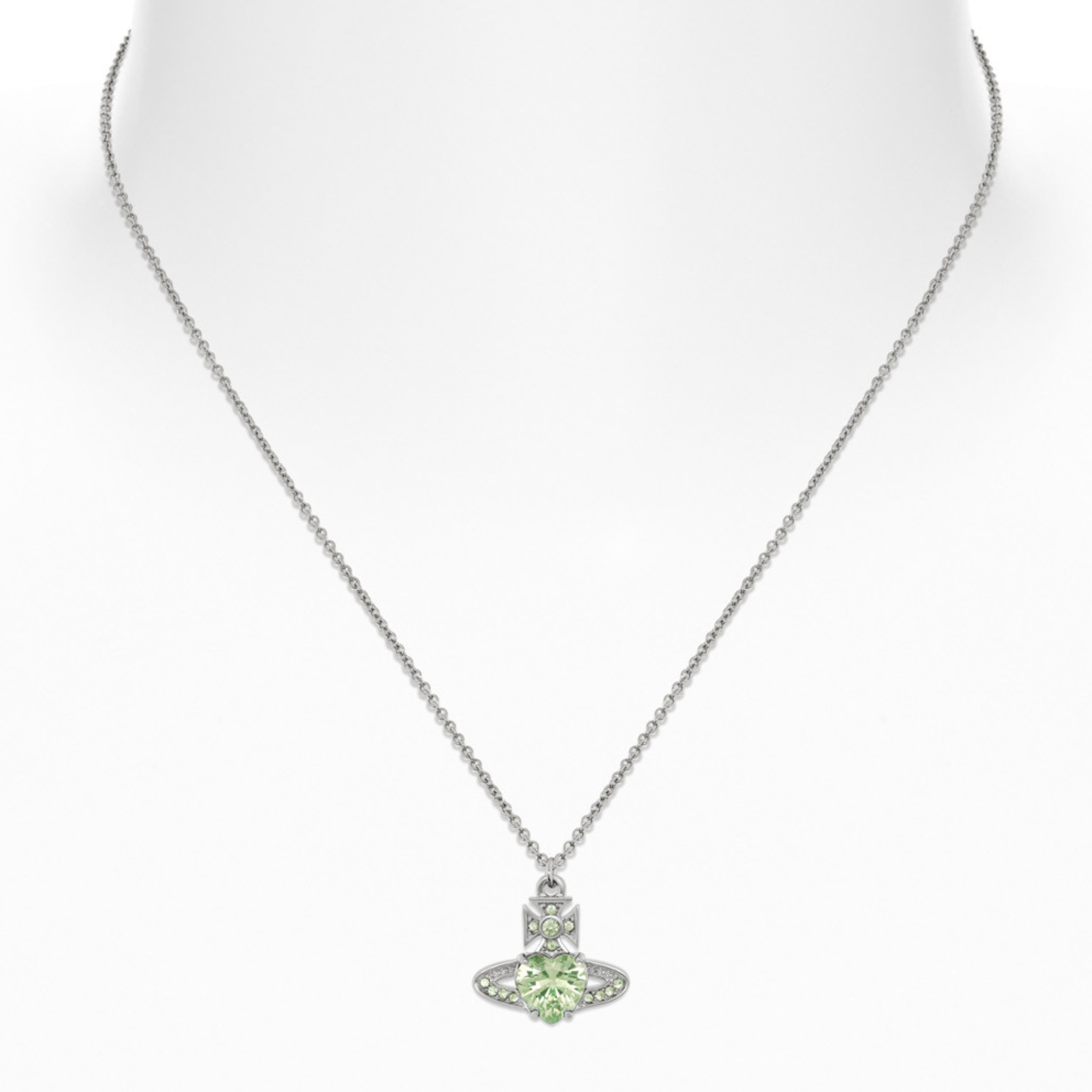 Vivienne Westwood Platinum/Light Green Ariella Pendant Necklace