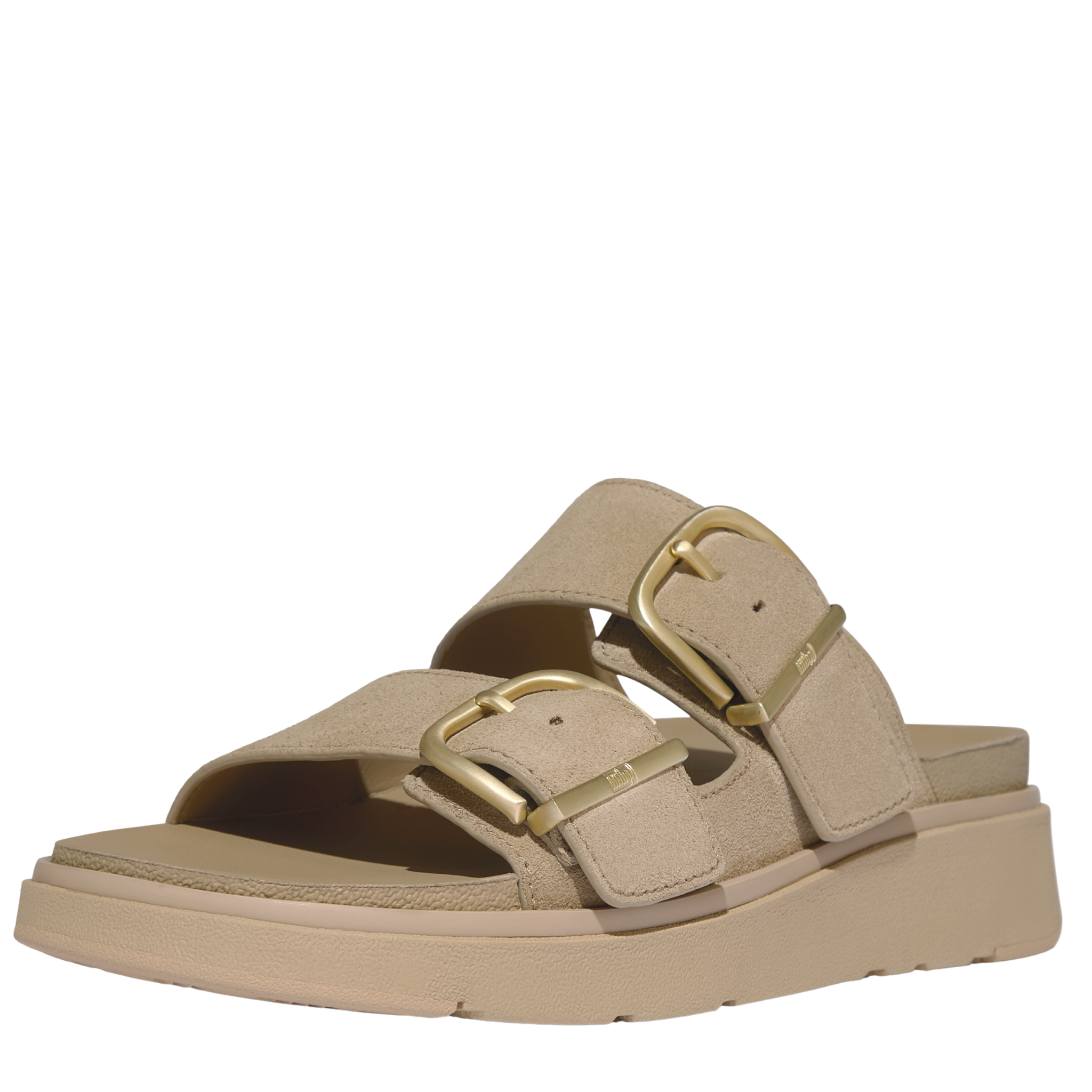 Womens FitFlop Cappuccino Suede Gen-FF Buckle Slide Sandals