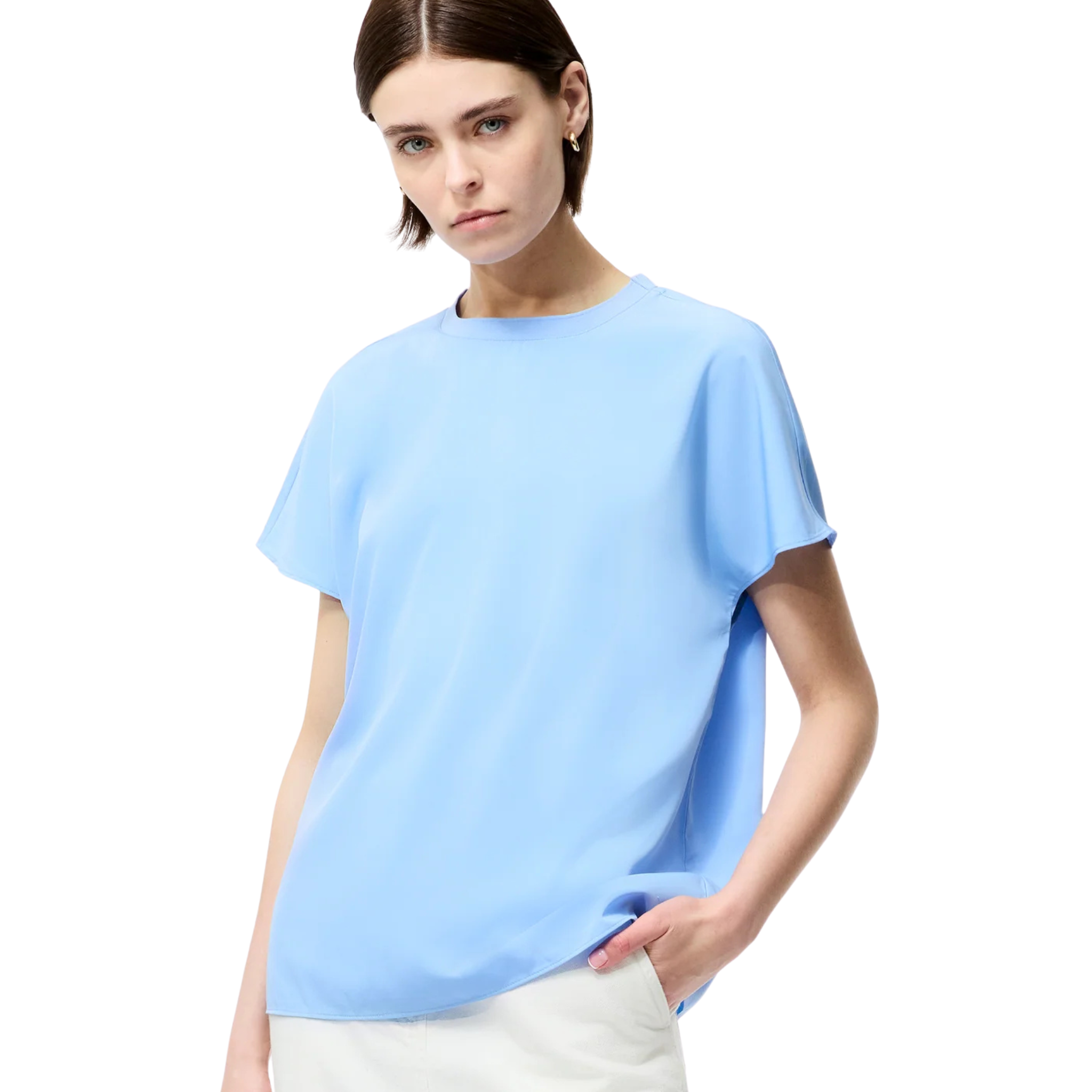 Womens French Connection Cornflower Blue Capriana Crepe S/s T Shirt