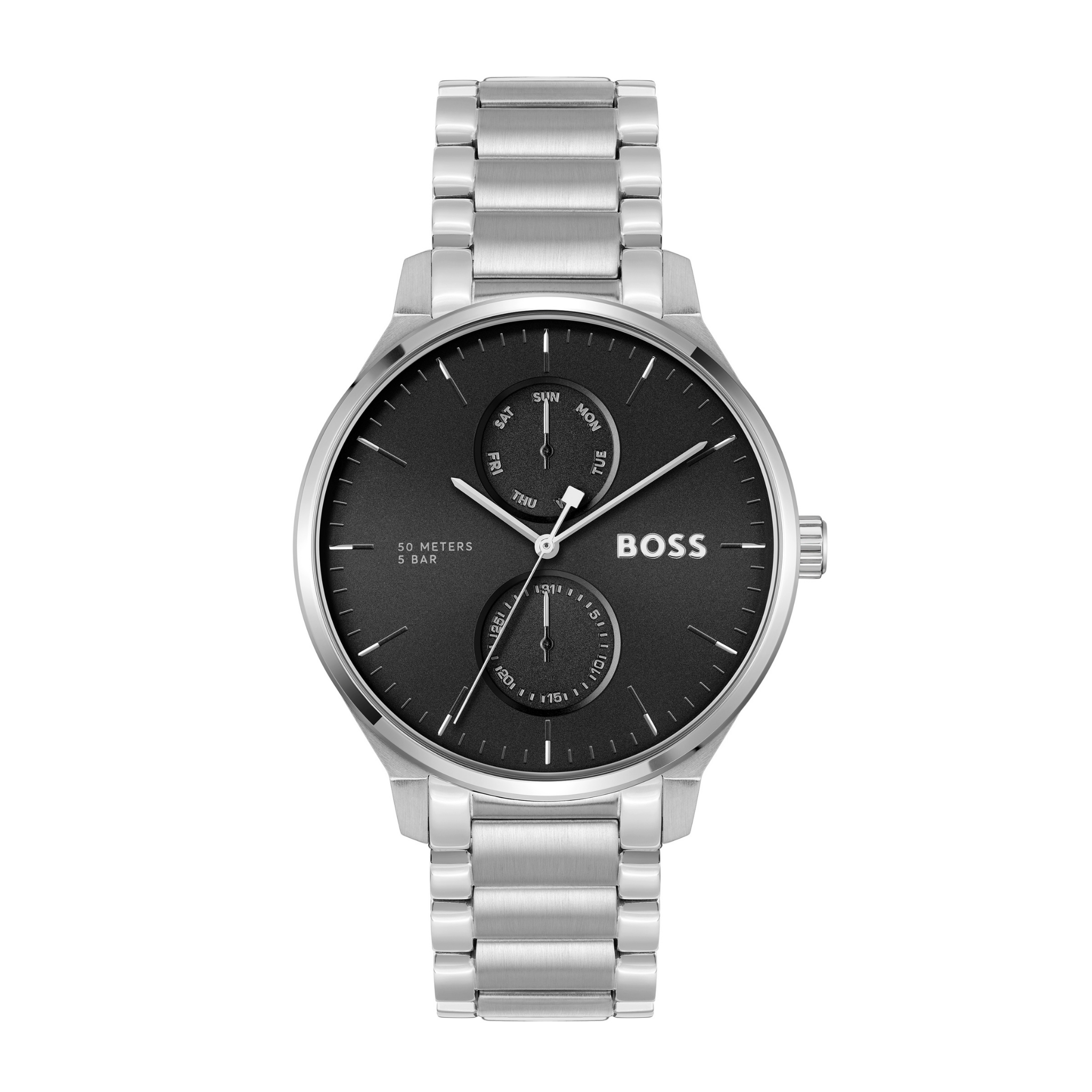 Mens BOSS Stainless Steel/Black Tyler Watch & Cardholder Gift Set