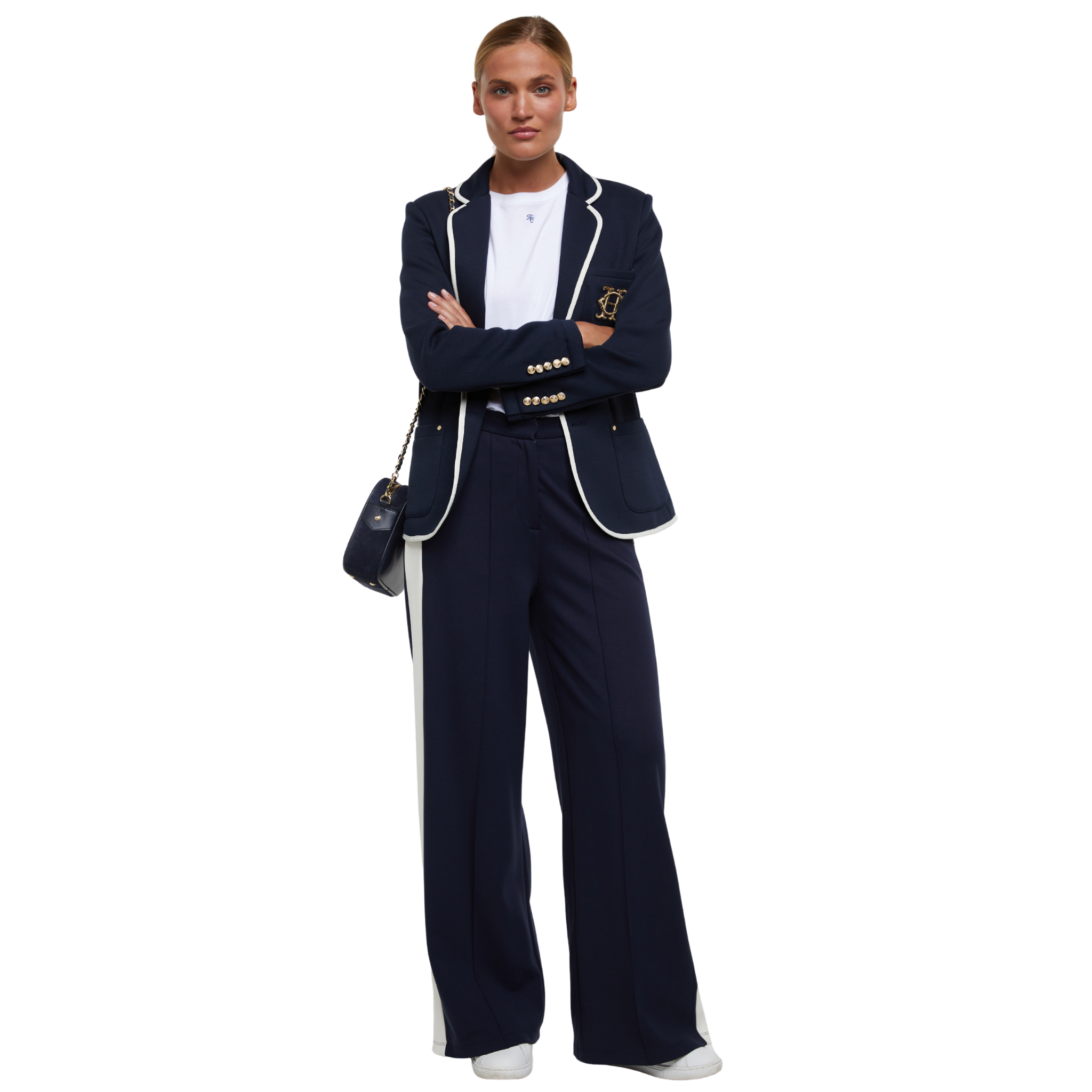 Womens Holland Cooper Ink Navy Wide Leg Pants