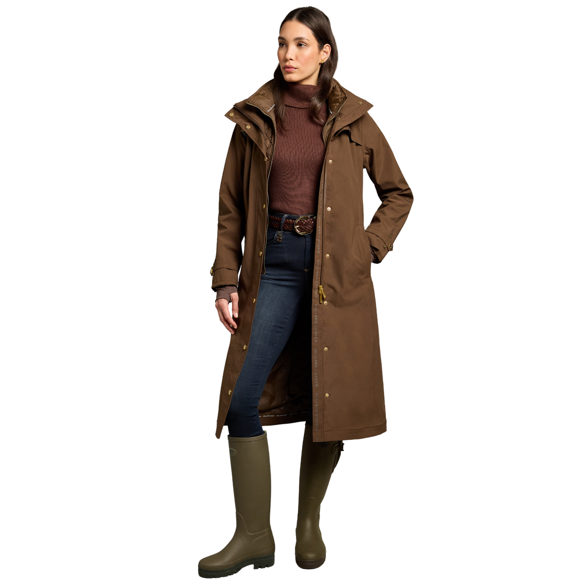 Womens Holland Cooper Hunter Green Farnley Wellington Boots