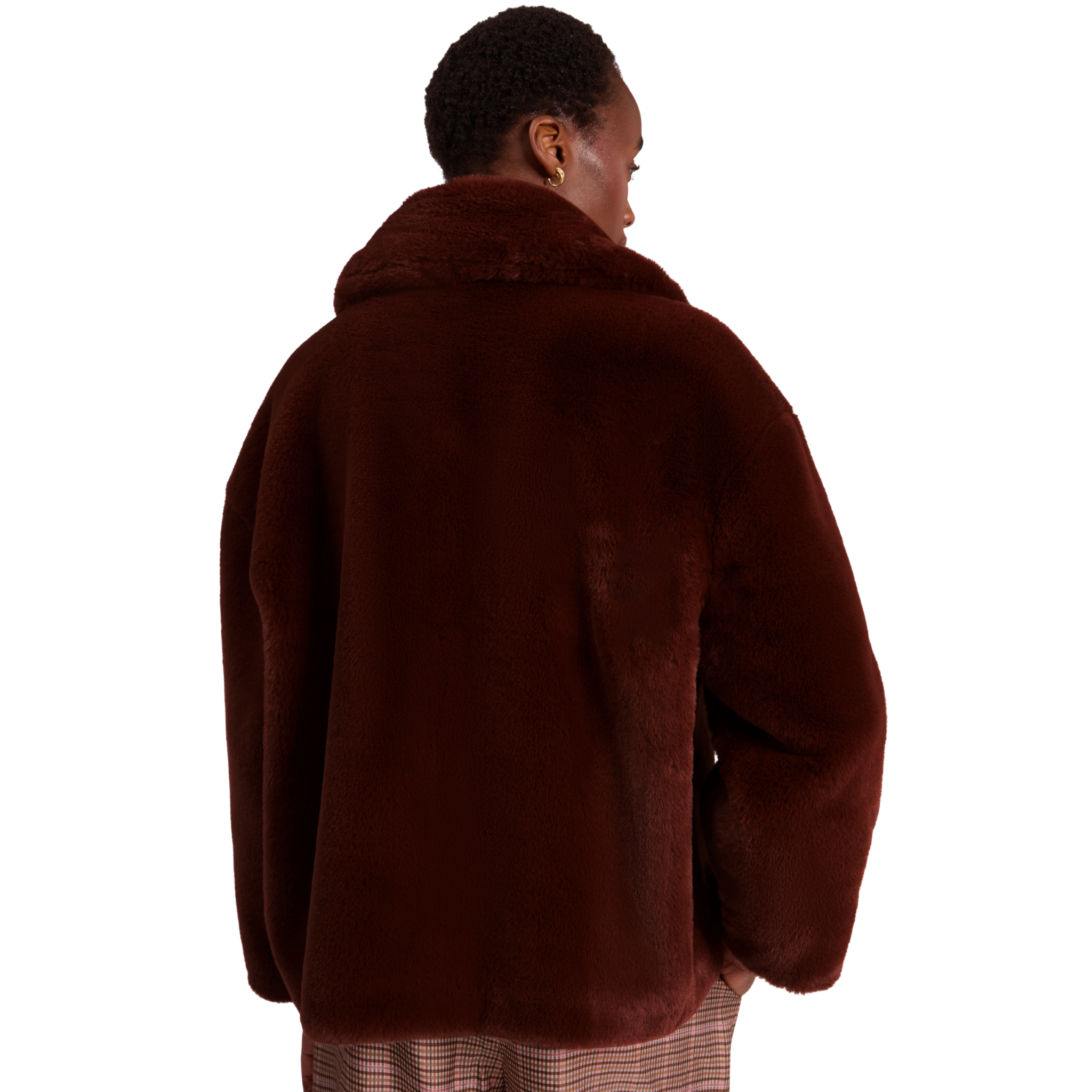 Womens Ted Baker Burnt Red Norinaa Faux Fur Coat