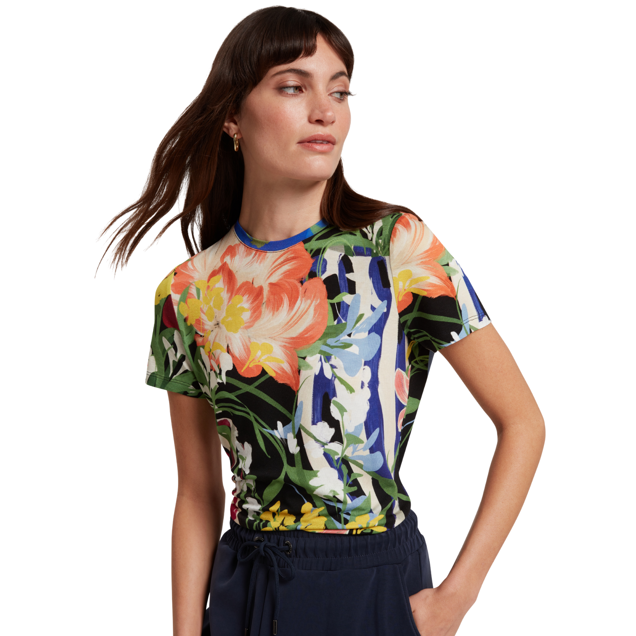 Womens Ted Baker Black Calthie Printed Fitted S/s T Shirt