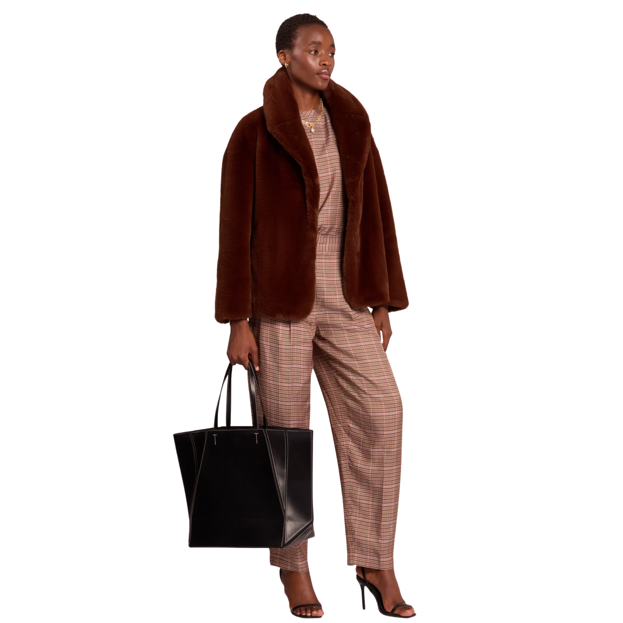Womens Ted Baker Burnt Red Norinaa Faux Fur Coat