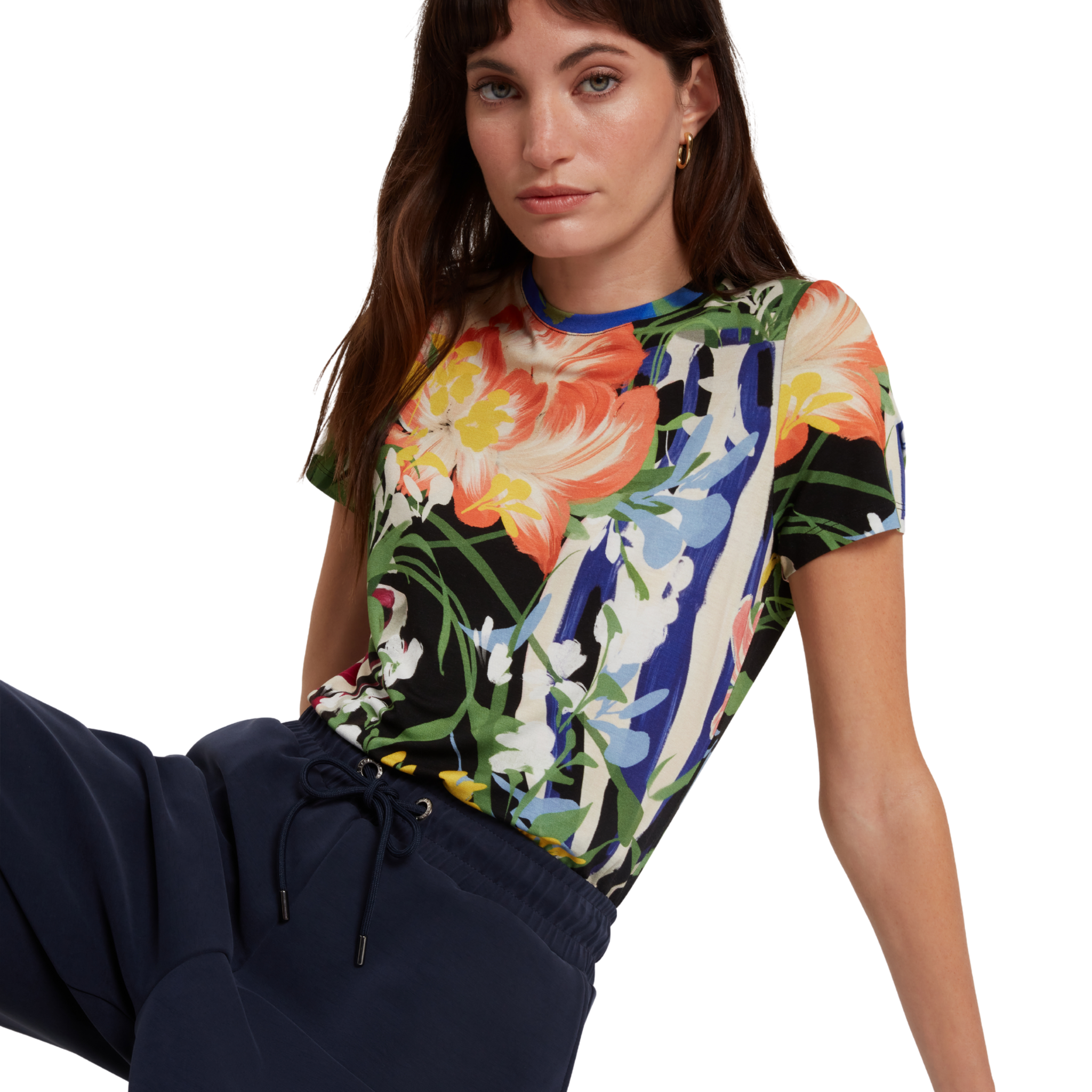 Womens Ted Baker Black Calthie Printed Fitted S/s T Shirt