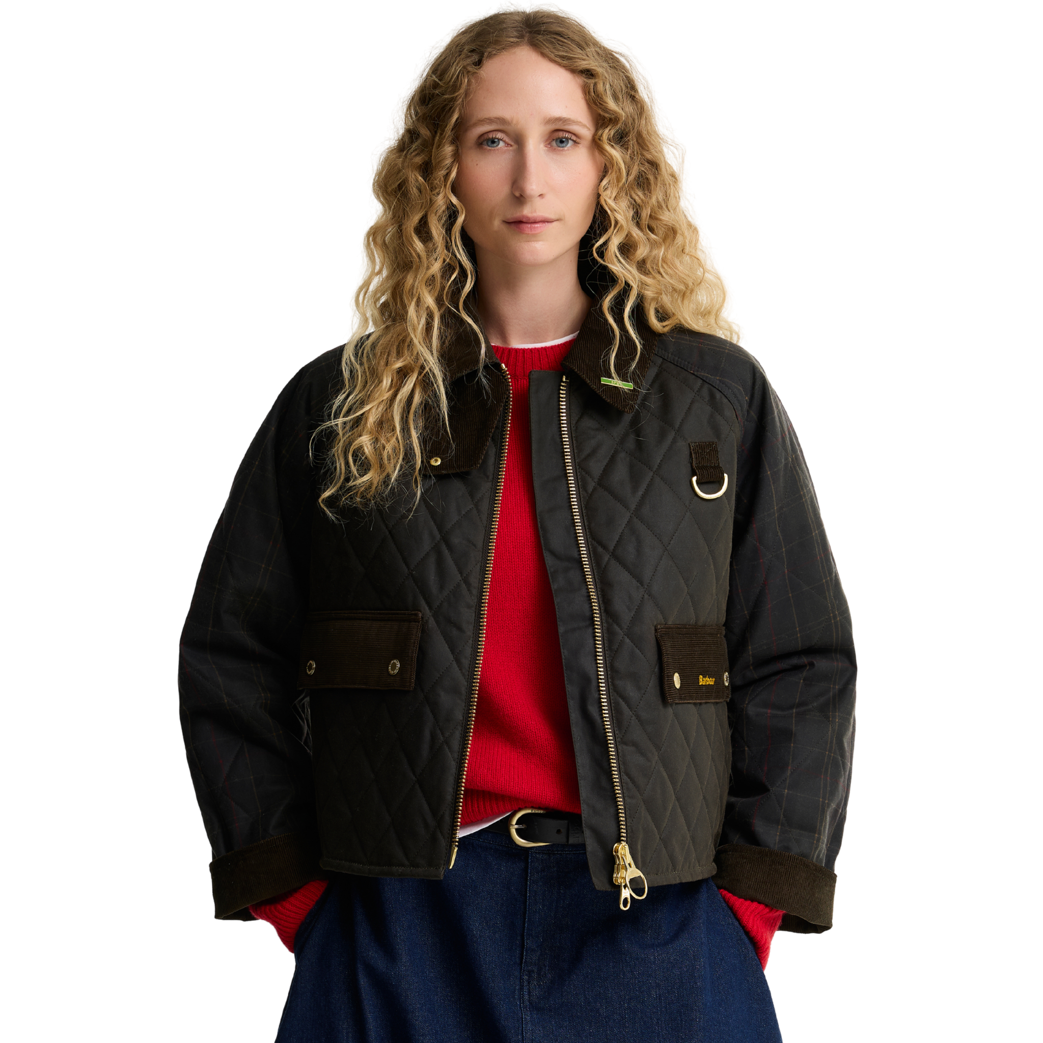 Womens Barbour Olive Tartan Reimagined Icons Quilt Spey Jacket