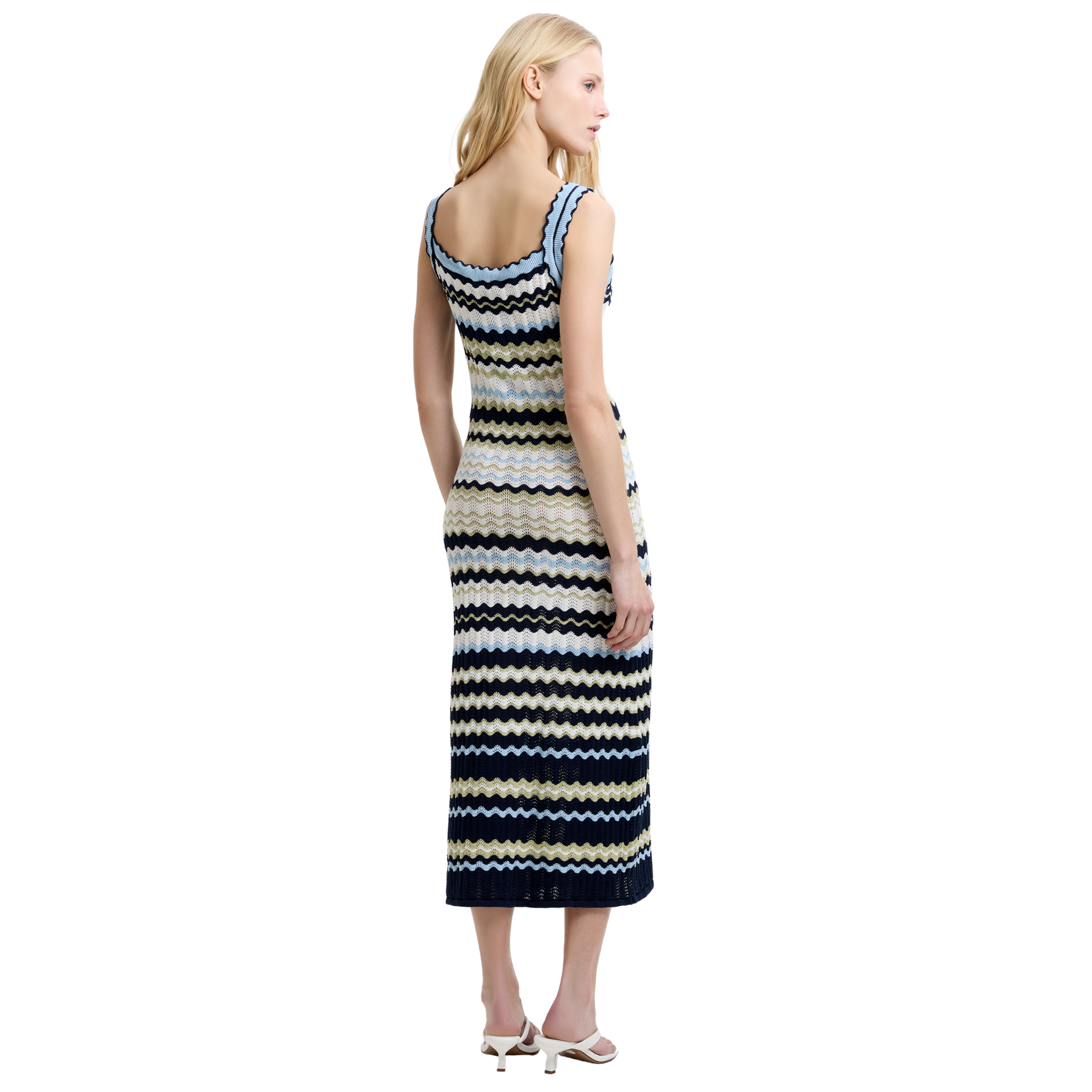 Womens French Connection Blue/White London Knit Midi Dress