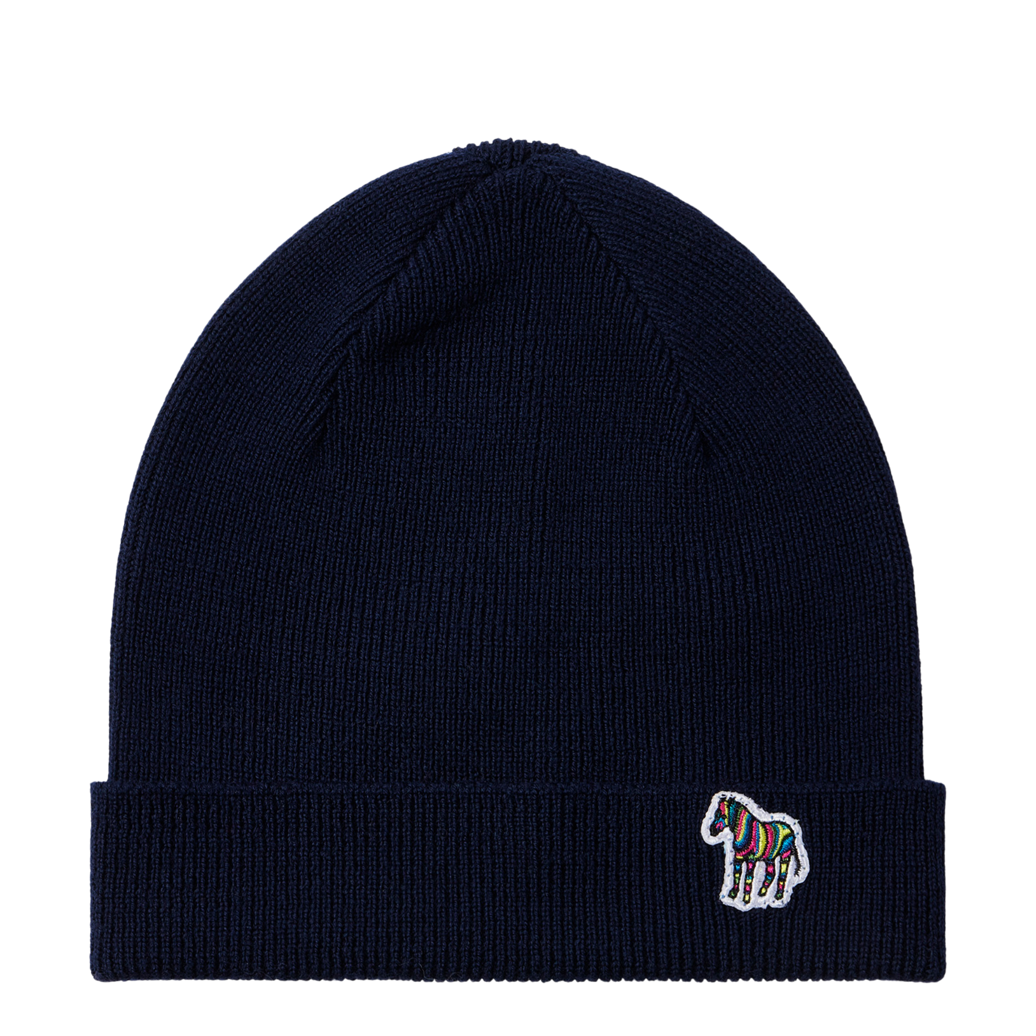 Mens Paul Smith Navy Zebra Badge Wool Beanie