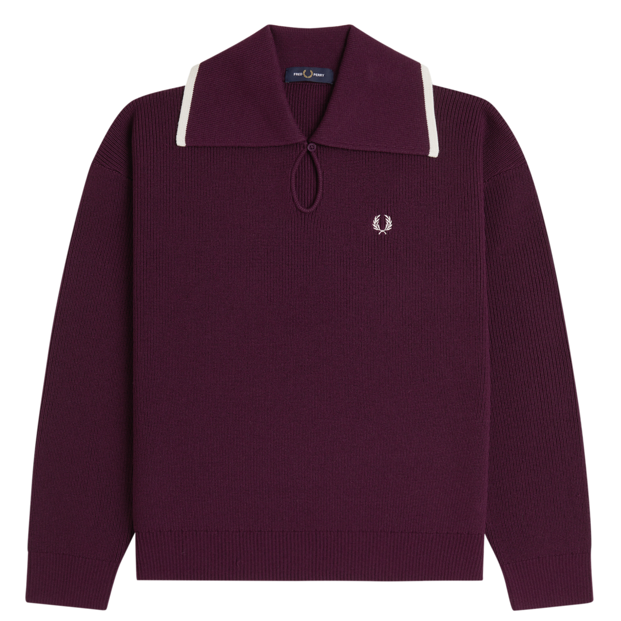 Womens Fred Perry Plum Wide Collar Knitted Top