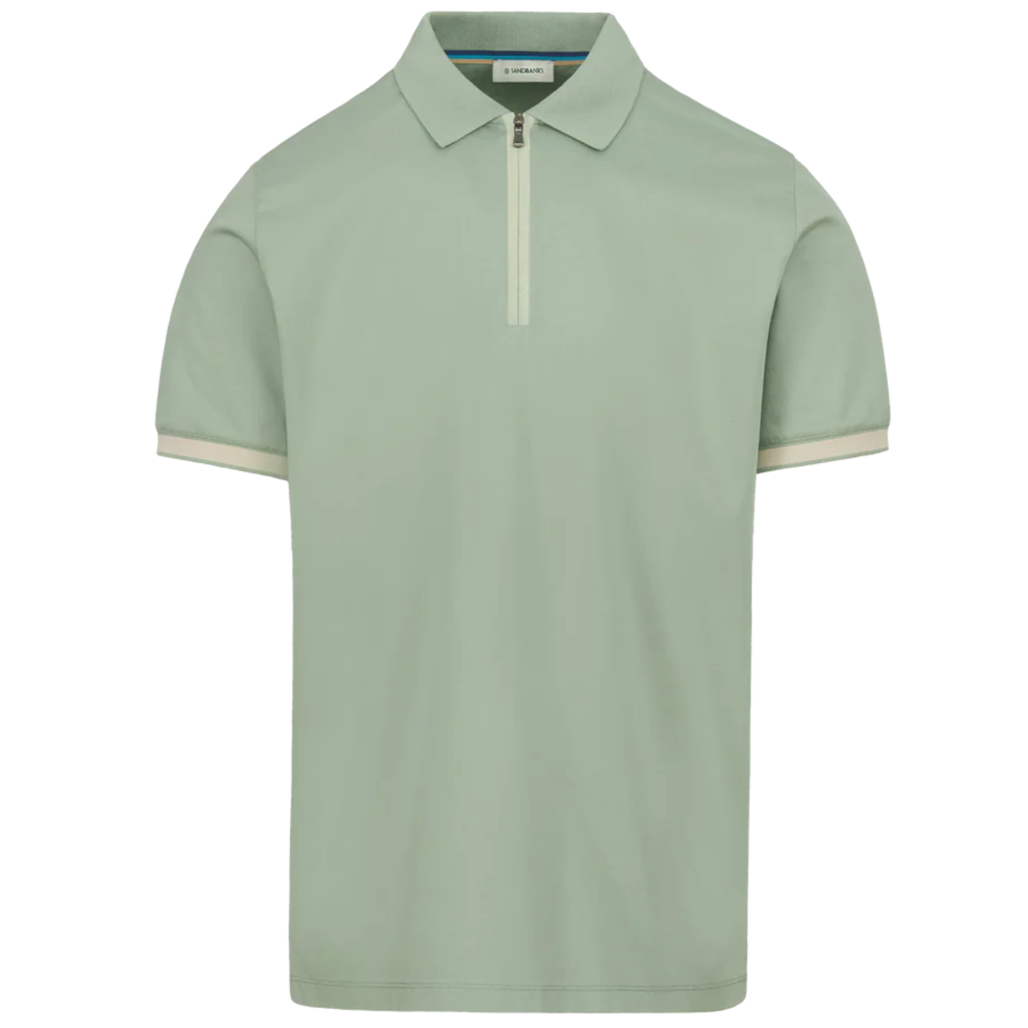 Mens Sandbanks Sage Silicone Zip S/s Polo Shirt