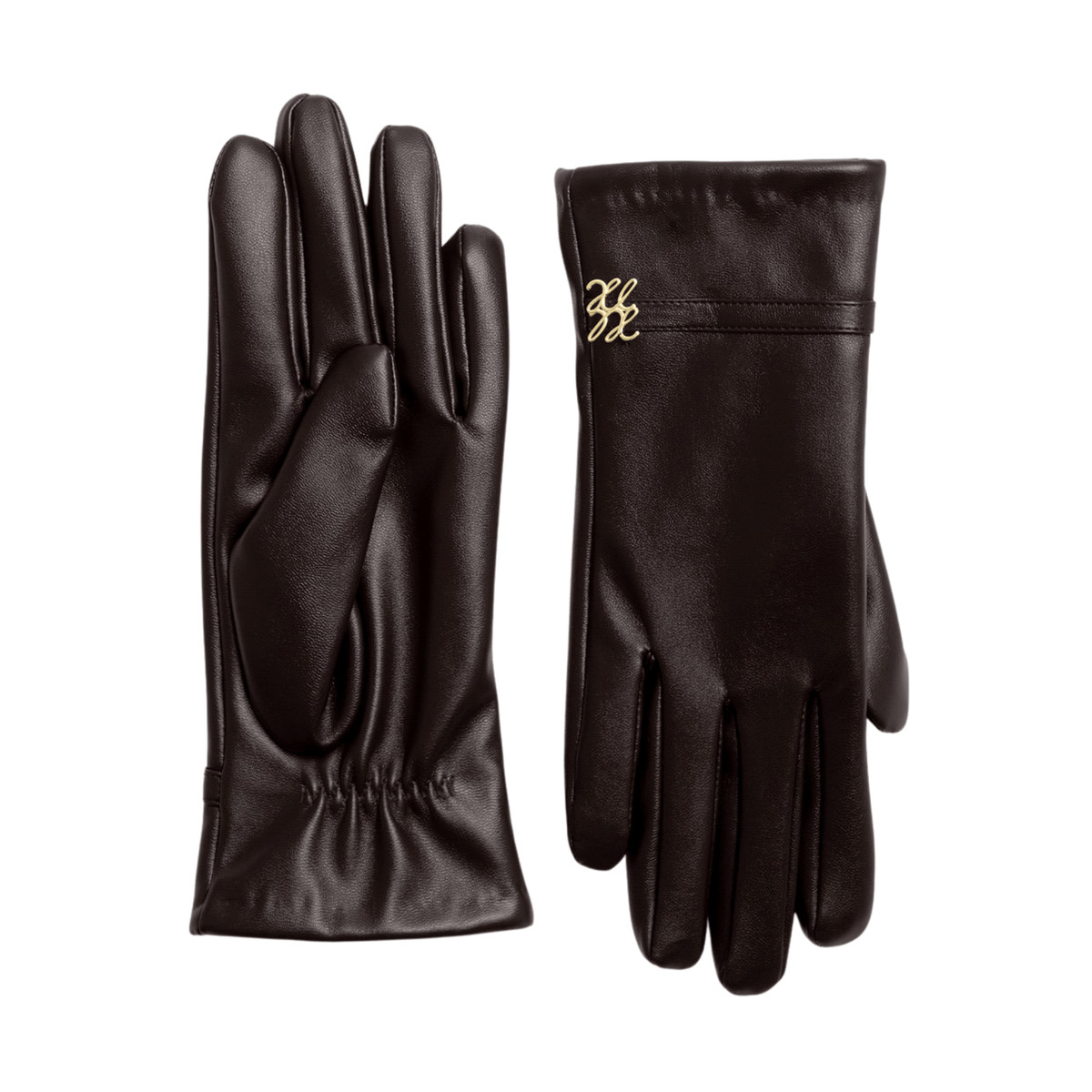 Womens Katie Loxton Chocolate Faux Leather Boxed Gloves