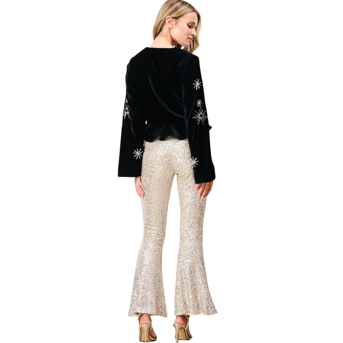 Womens Hope & Ivy Black Glacia Embellished Top