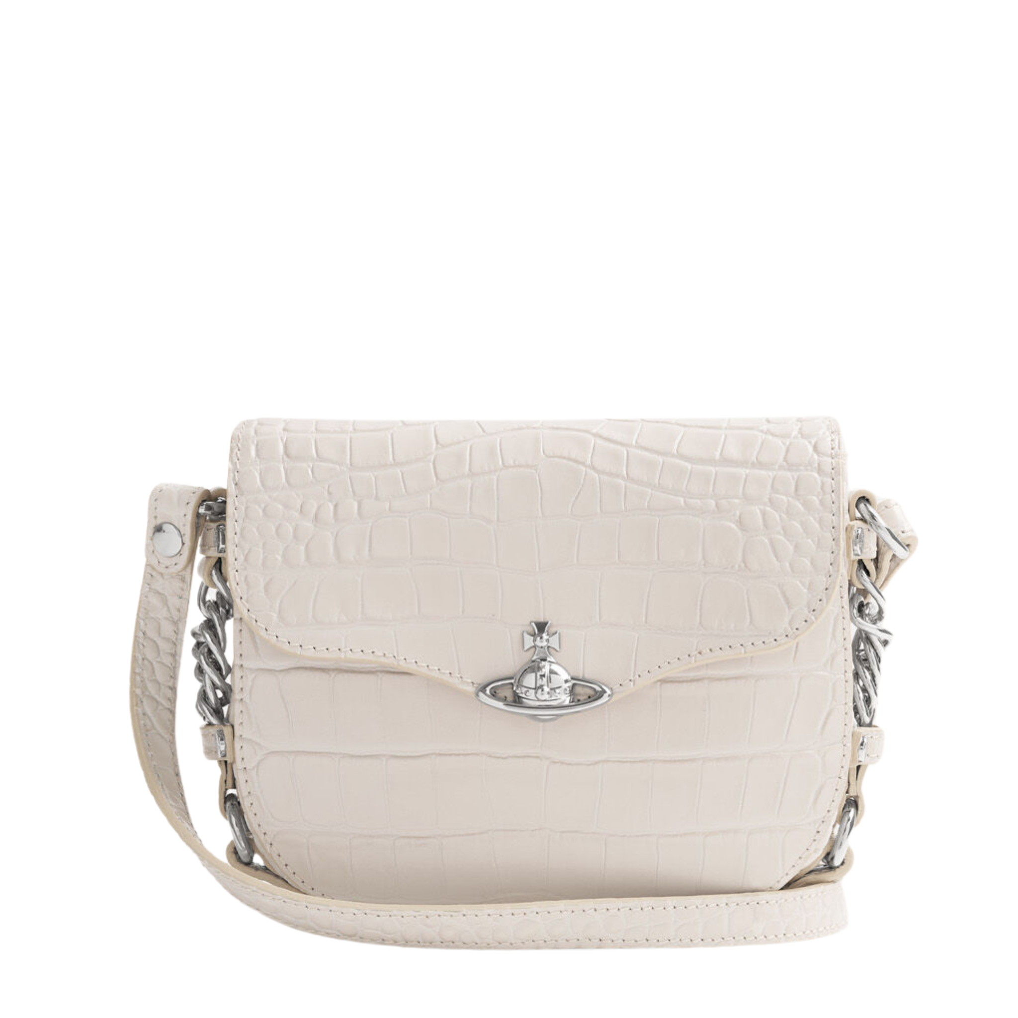 Womens Vivienne Westwood Pearl White Hunter Flap Crossbody