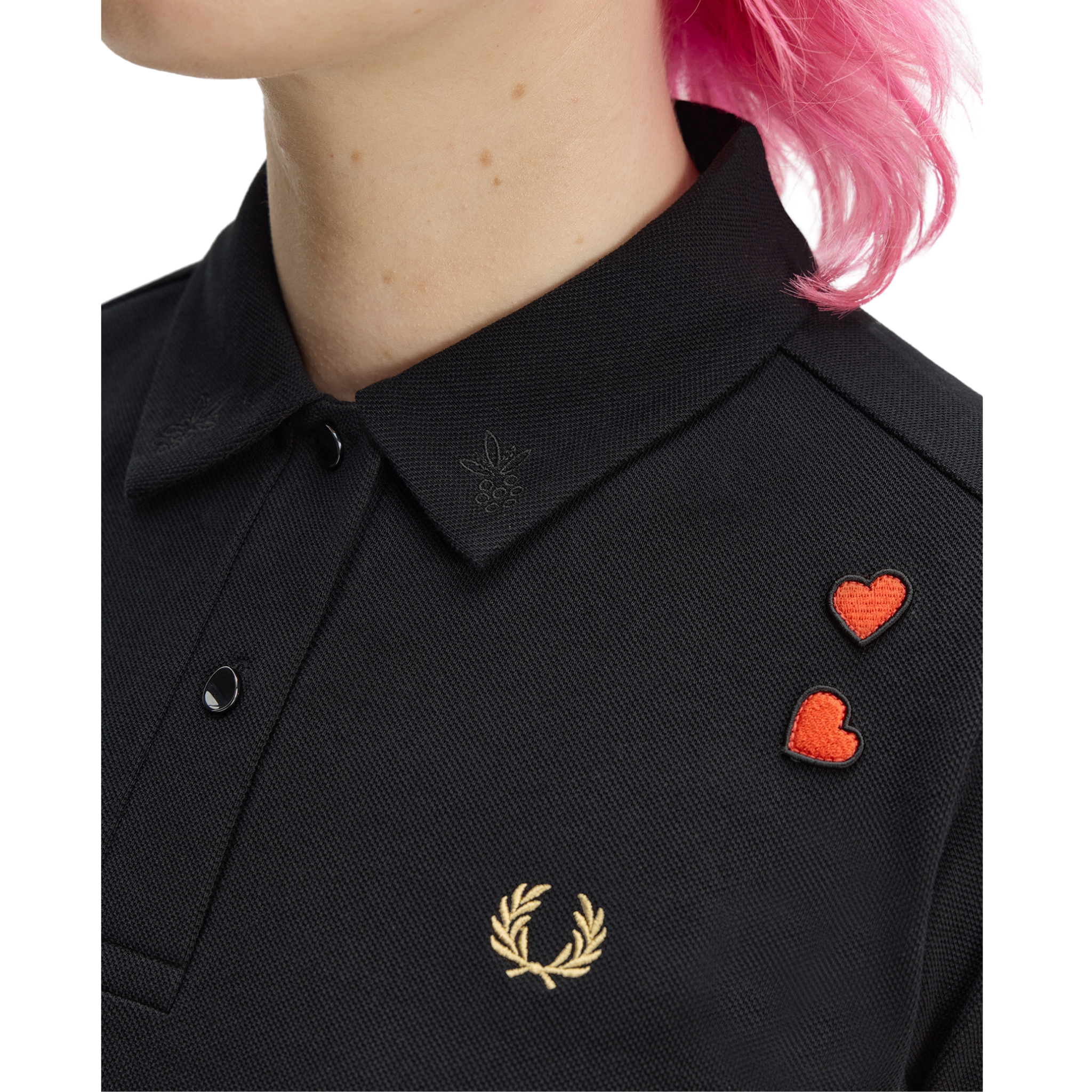 Womens Fred Perry x AW Black Embroidered Detail S/s Polo Shirt