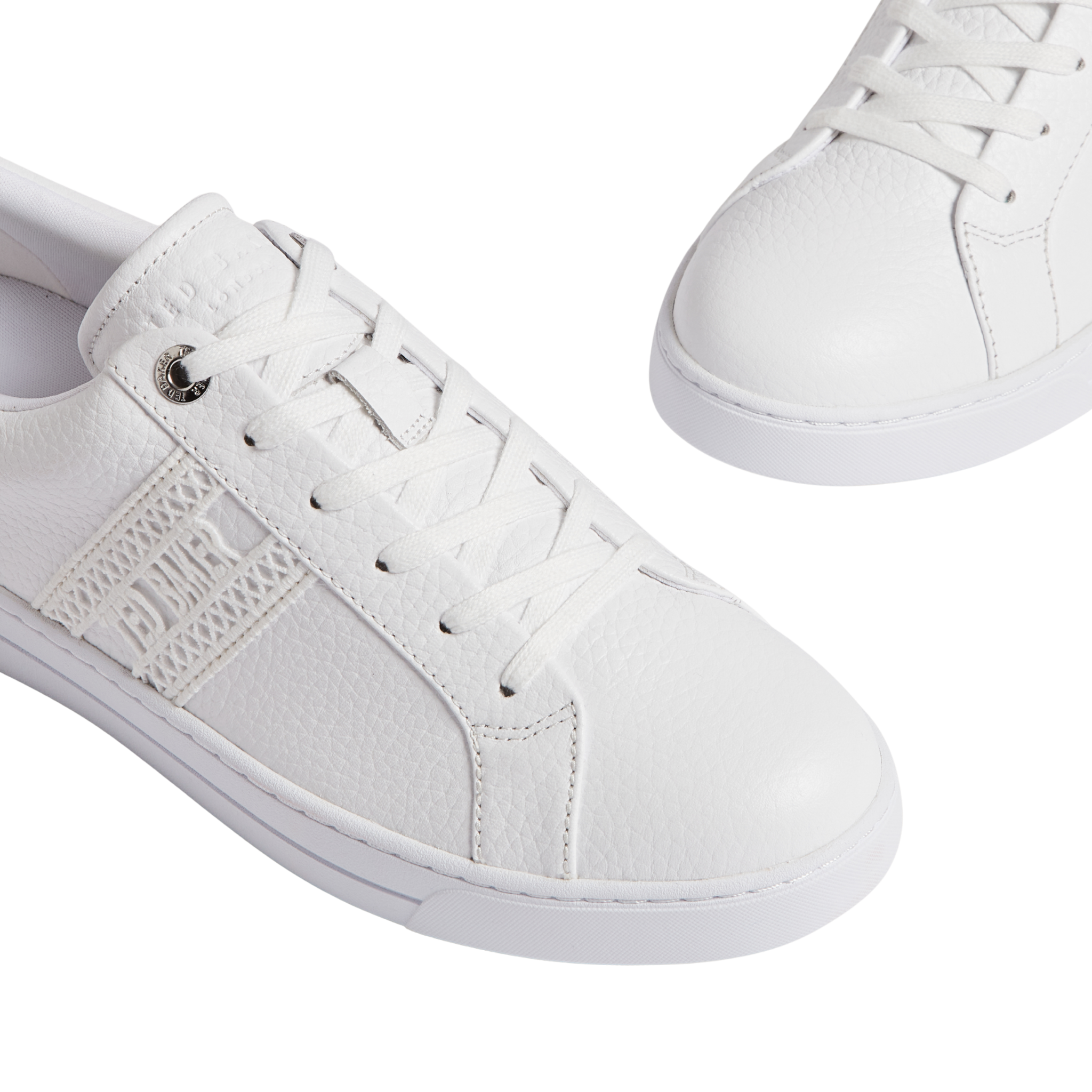 Womens Ted Baker White Soffies Branded Tape Detail Trainers