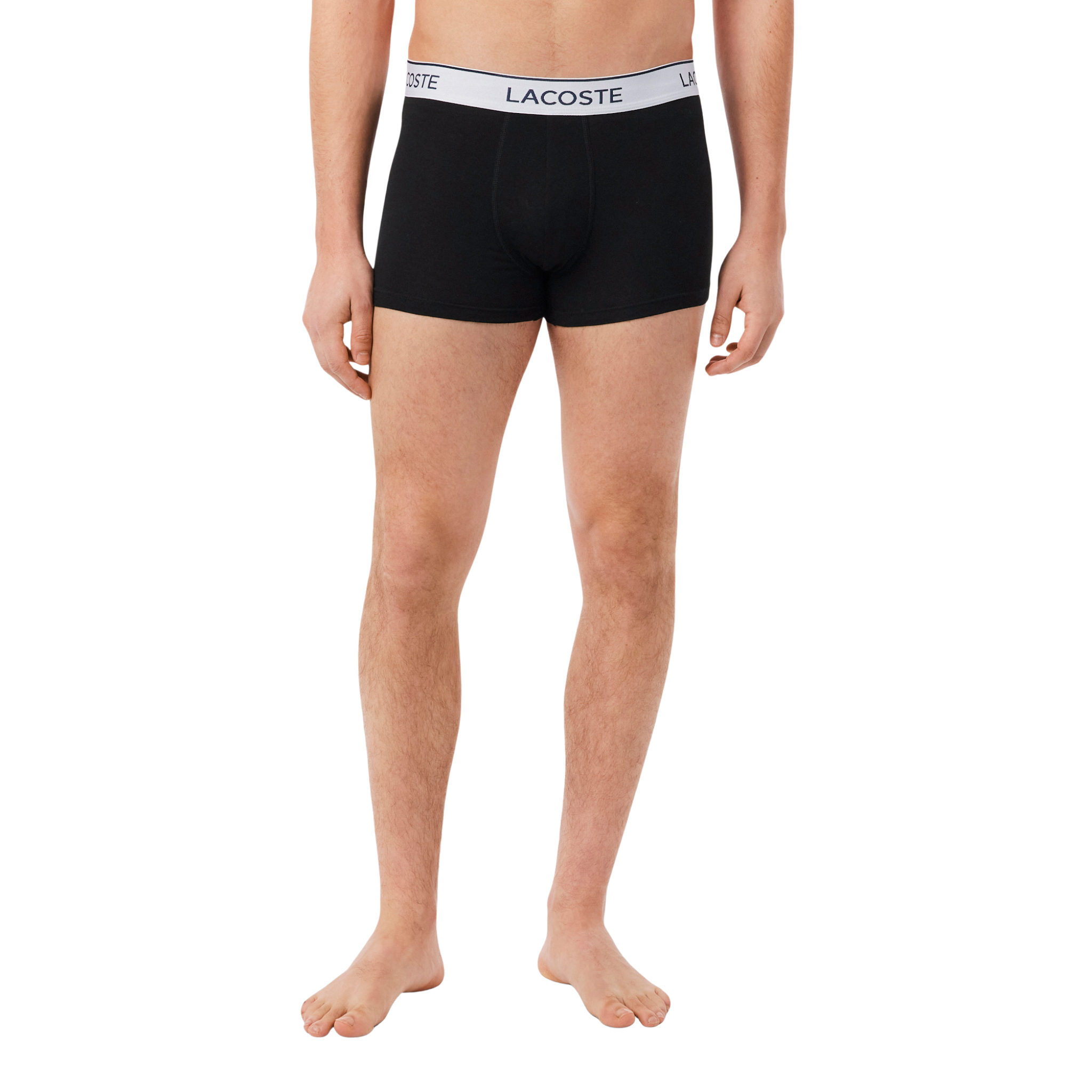 Mens Lacoste Black/White Branded 3 Pack Trunks
