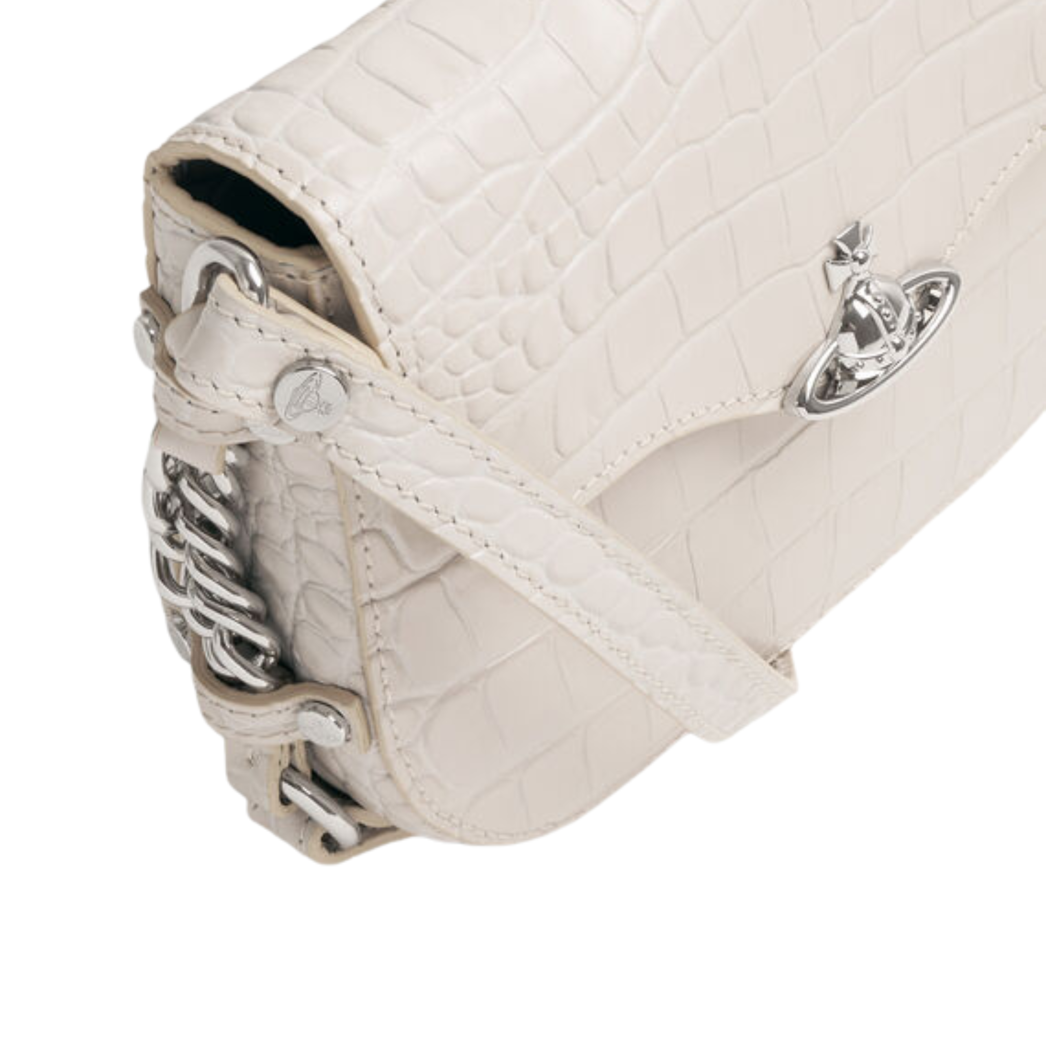 Womens Vivienne Westwood Pearl White Hunter Flap Crossbody