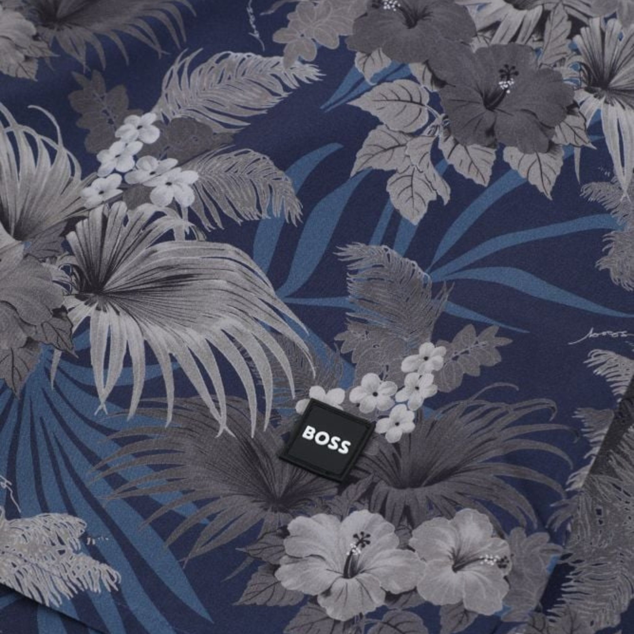 Mens BOSS Medium Brown Printed Beach Shirt