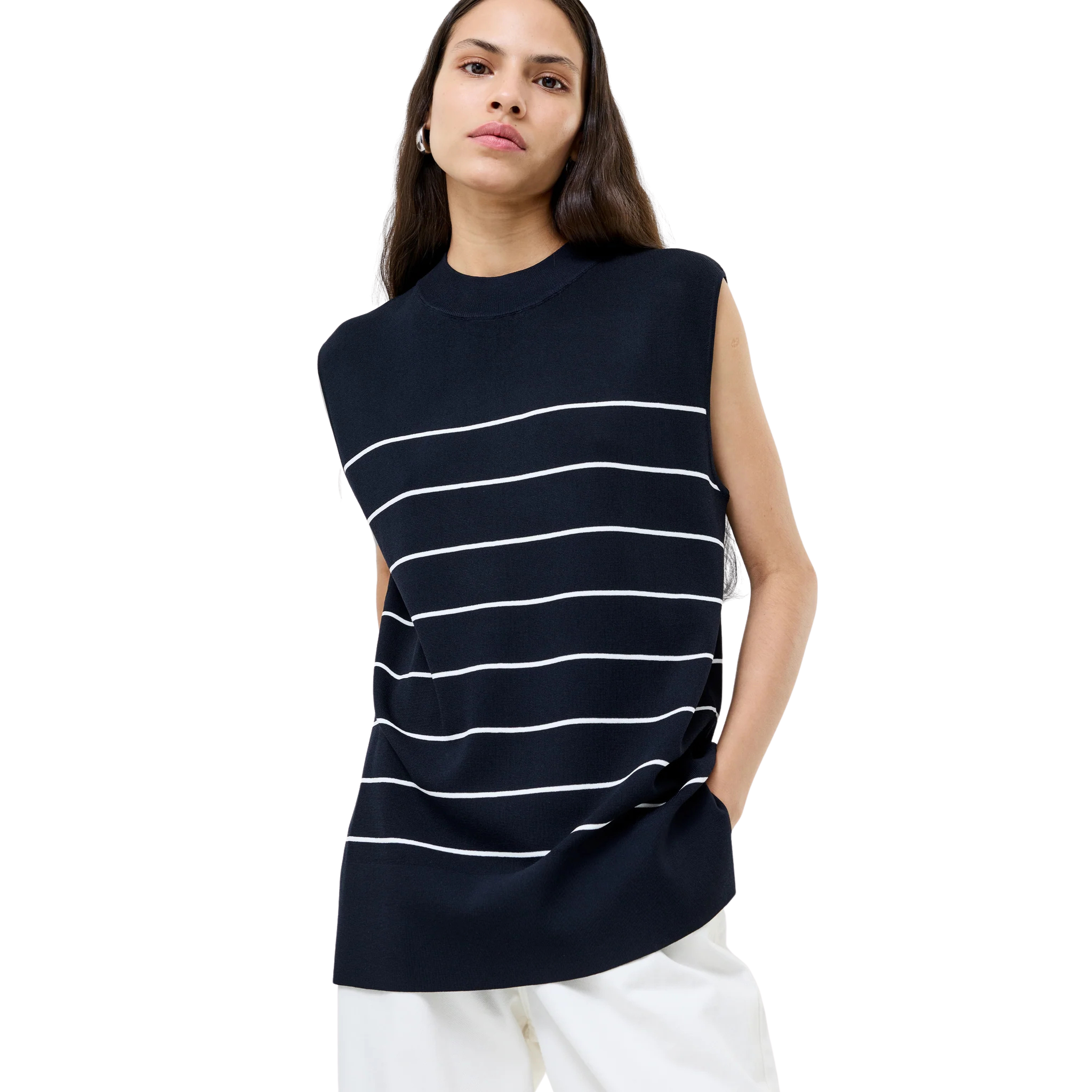 Womens French Connection Navy/White Ottie Striped Tank Top