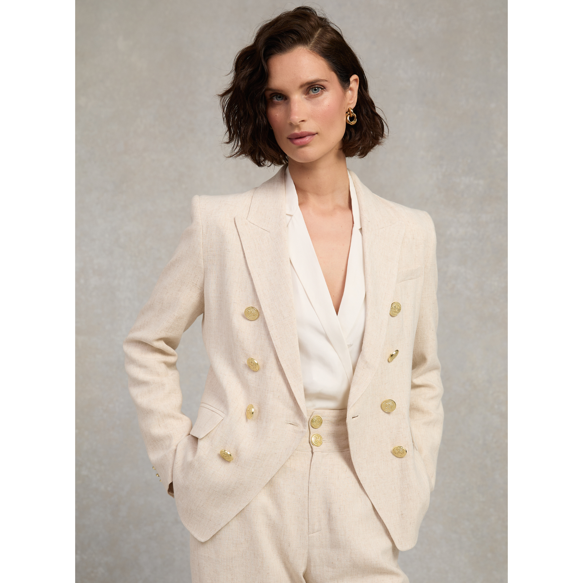 Womens Holland Cooper Natural Linen Knightsbridge Blazer