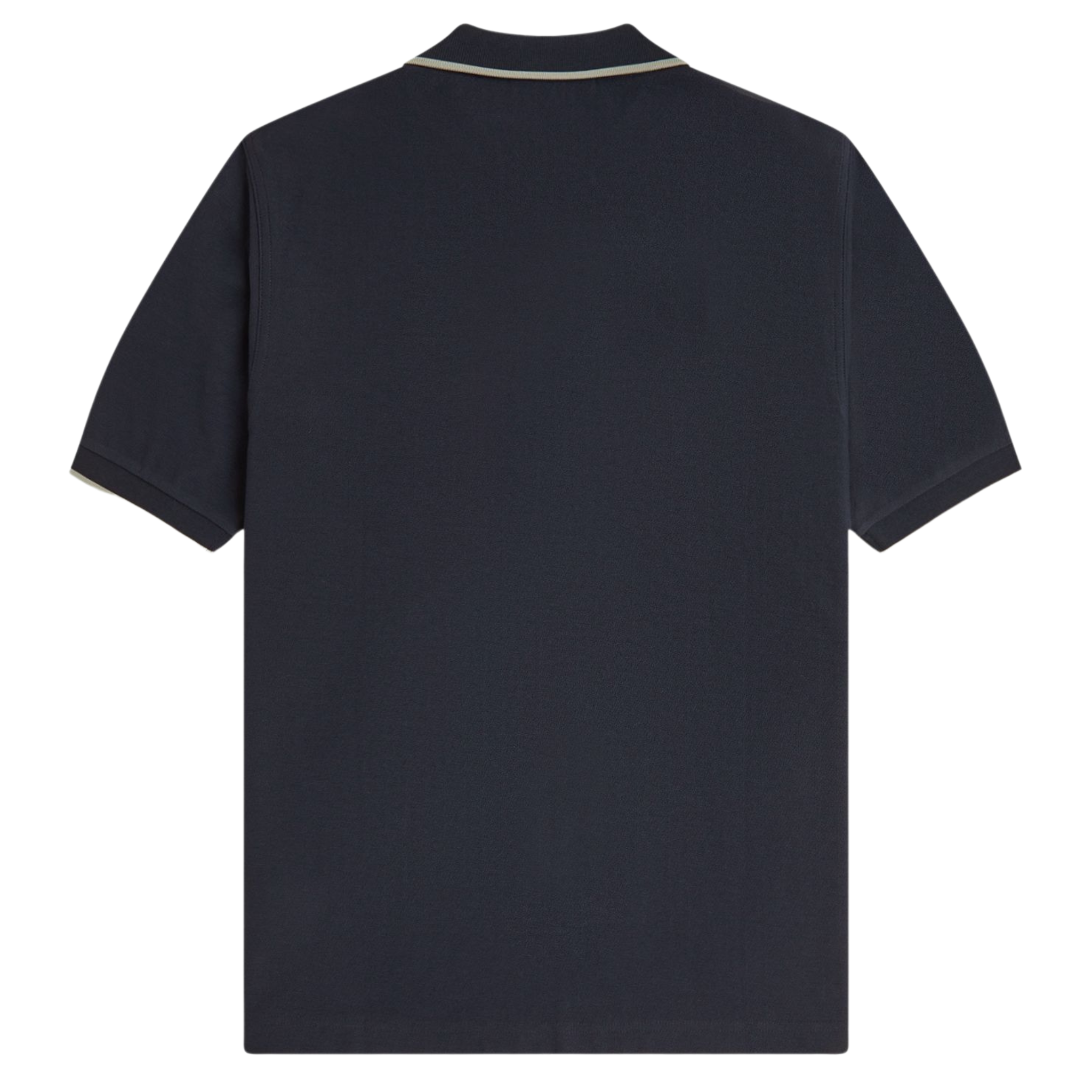 Mens Fred Perry Navy Crepe Pique Zip S/s Polo Shirt