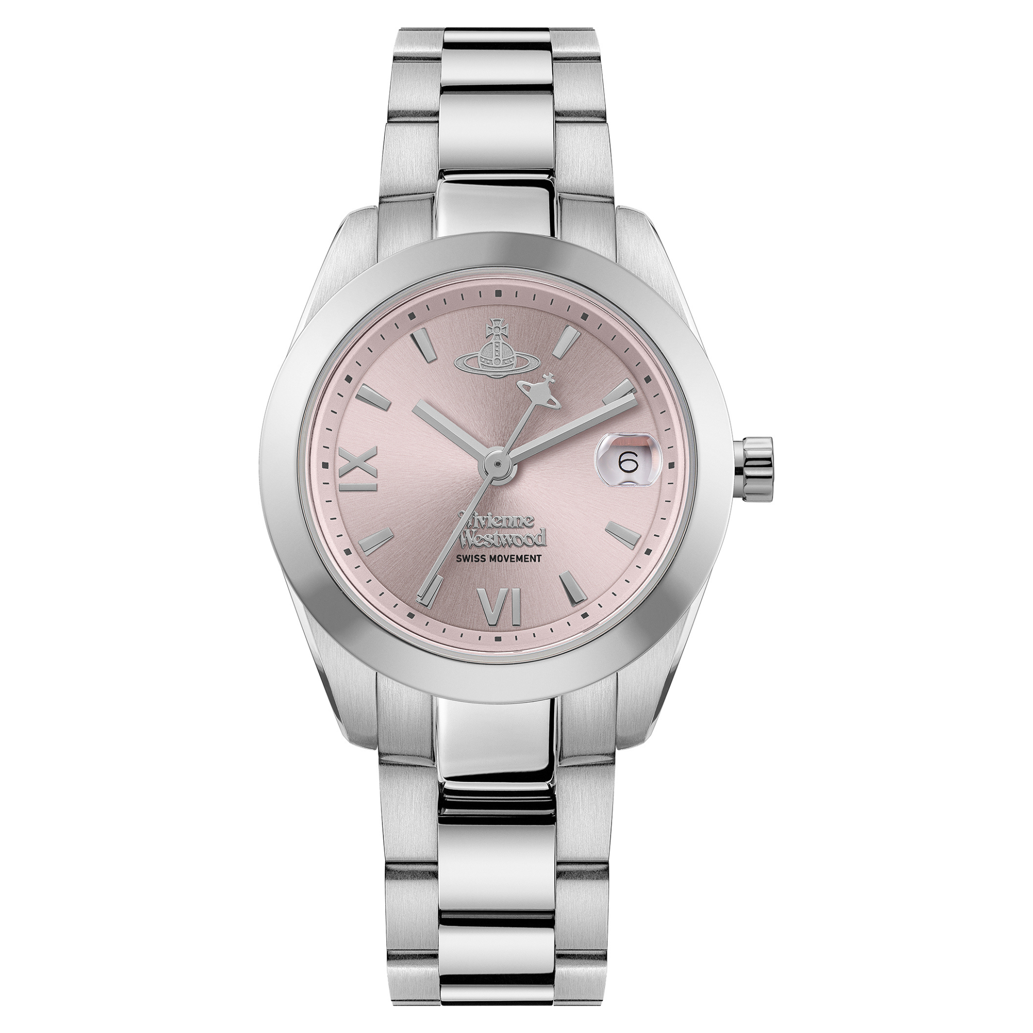 Womens Vivienne Westwood Silver/Pink Fenchurch Bracelet Watch