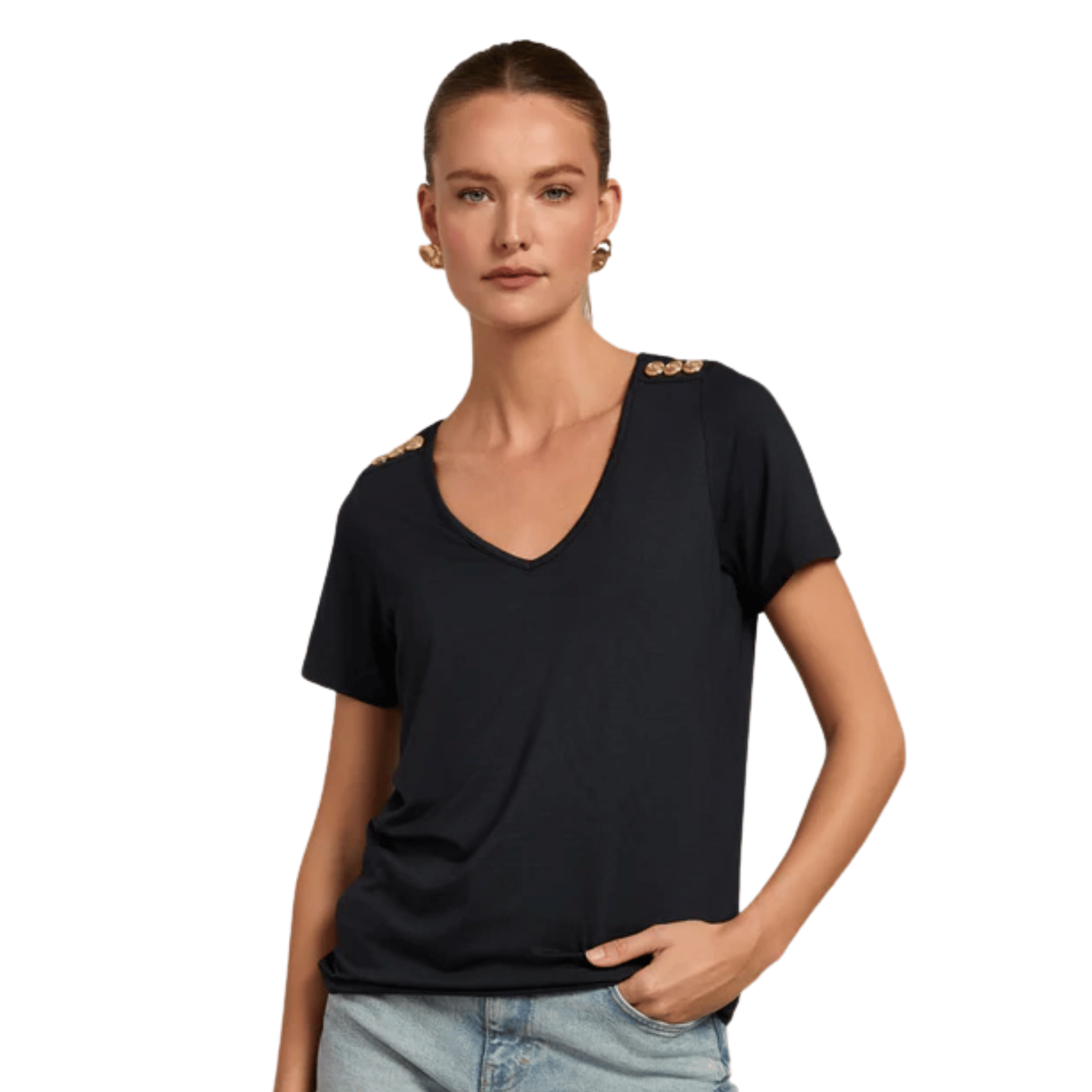 Womens Holland Cooper Navy Relax Fit V-Neck S/s T Shirt